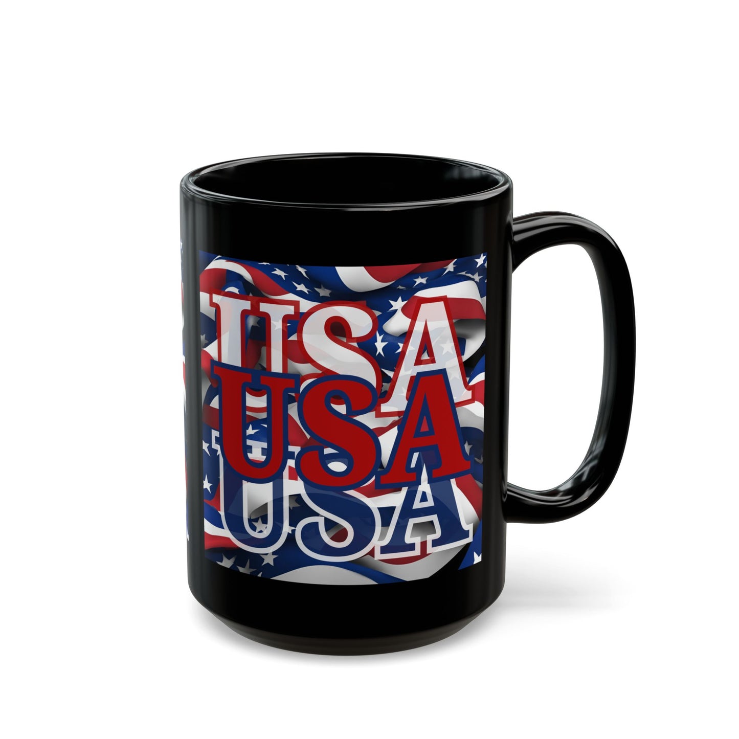 USA Red font Center Patriot Black Mug by cypherpunkgear.com