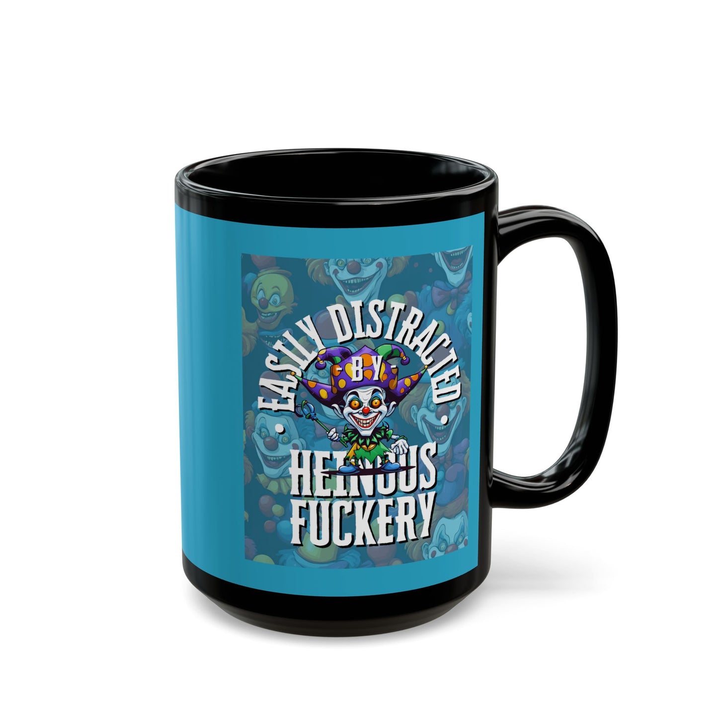 Easily Distracted by Heinous Fuckery Little Jinx Turquoise Mug by cypherpunkgear.com
