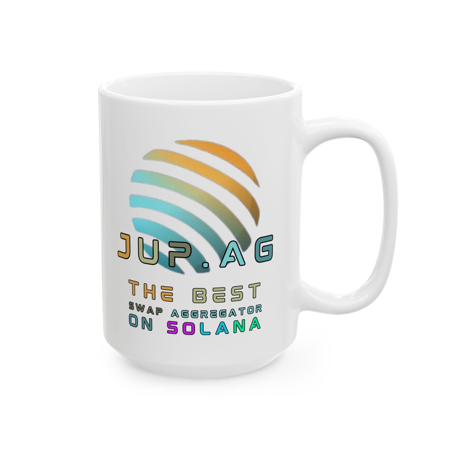 Jupiter (JUP) the best aggregator on Solana White Mug by cypherpunkgear.com
