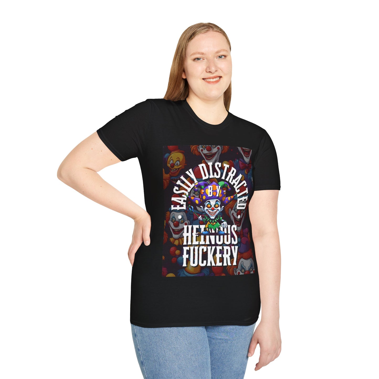 Easily Distracted by Heinous Fuckery Little Jincs DKcolors Unisex T-Shirt by cypherpunkgear.com
