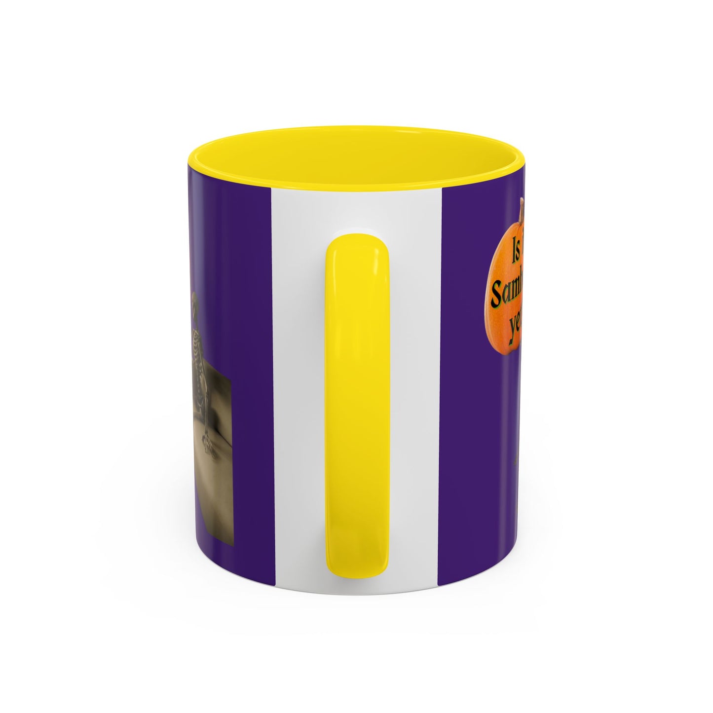Is it Samhain yet? Skeleton's Pumpkin Purple Accent Mug by CreepyCrafts.boo