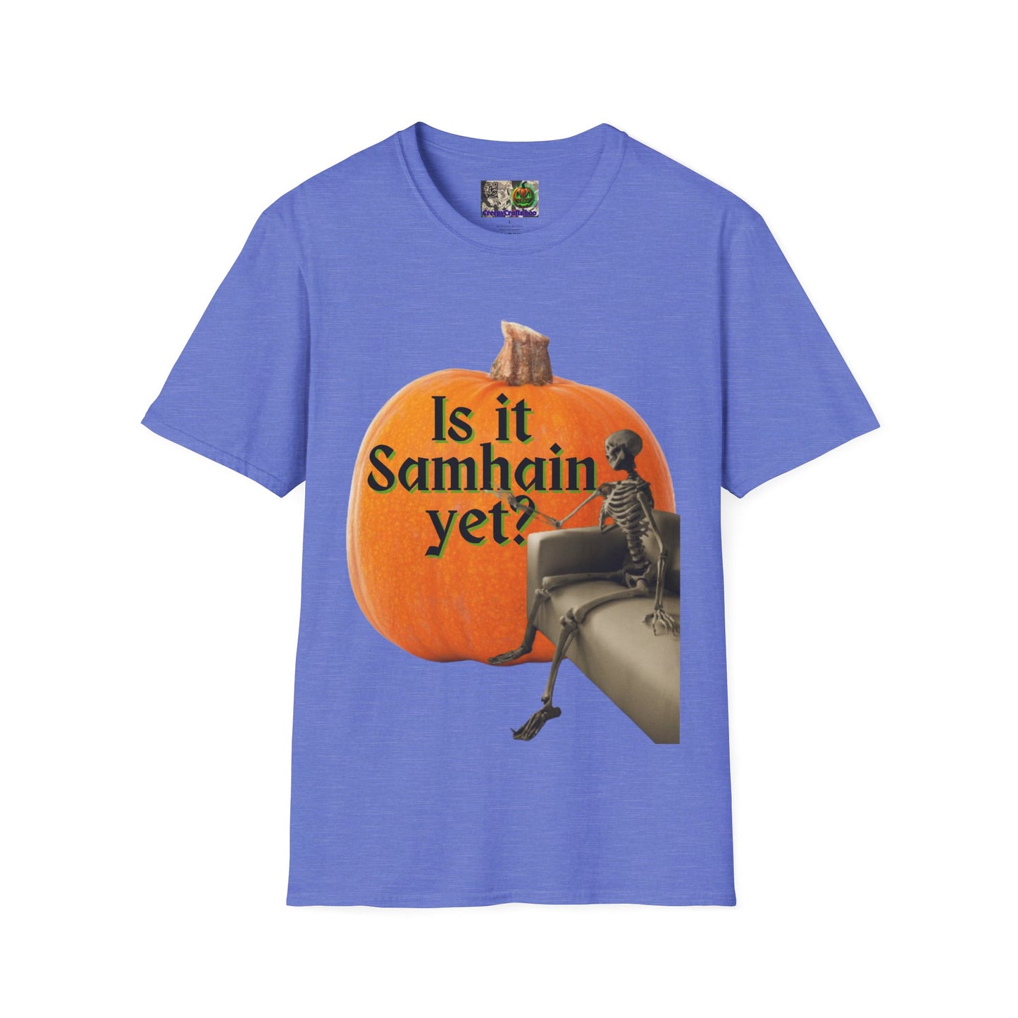 Is It Samhain Yet? Skeleton's Giant Pumpkin Light colors Unisex T-Shirt by CreepyCrafts.boo