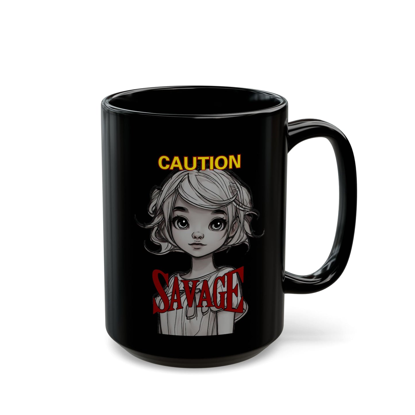 Caution, Savage Black Mug by cypherpunkgear.com