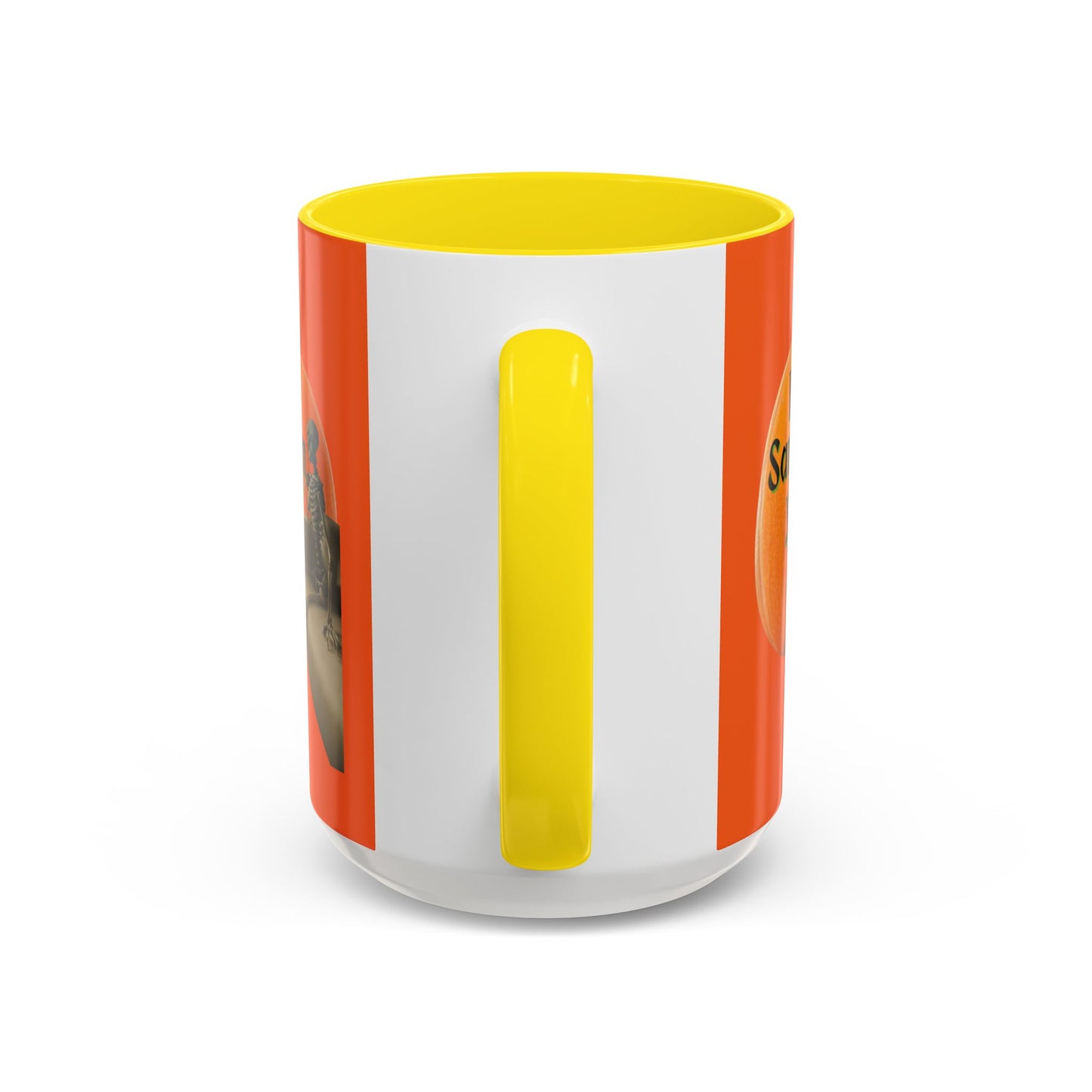 Is It Samhain Yet? Skeleton's Giant Pumpkin Orange Accent Mug by CreepyCrafts.boo