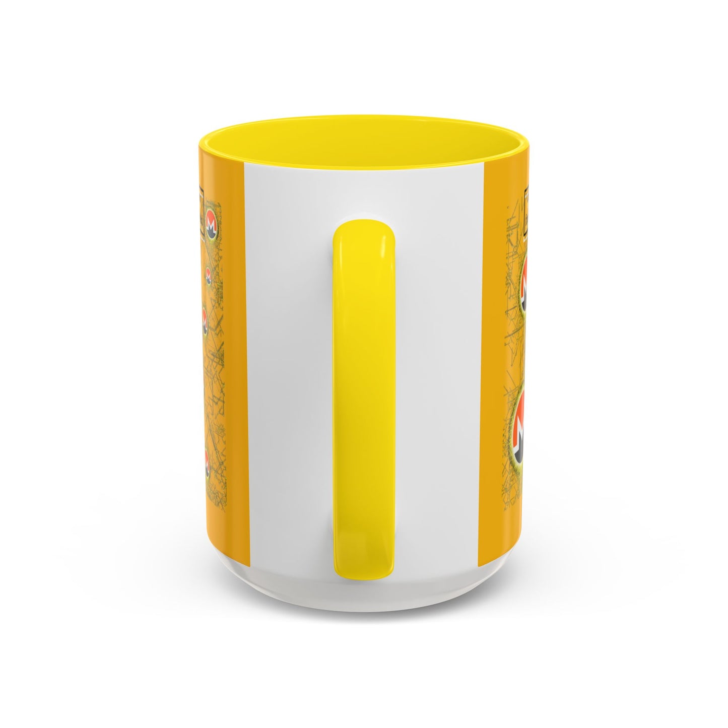 Monero (XMR) don't assume your freedoms are assured Yellow Accent Mug by cypherpunkgear.com