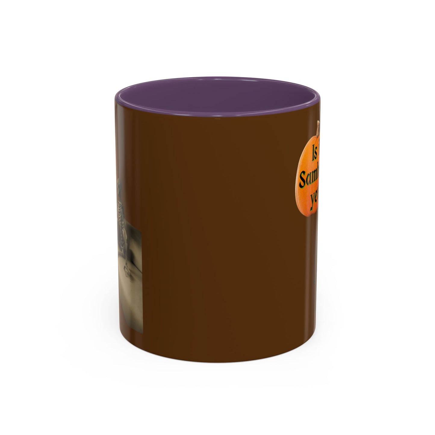 Is it Samhain yet? Skeleton's Pumpkin Brown Accent Mug by CreepyCrafts.boo