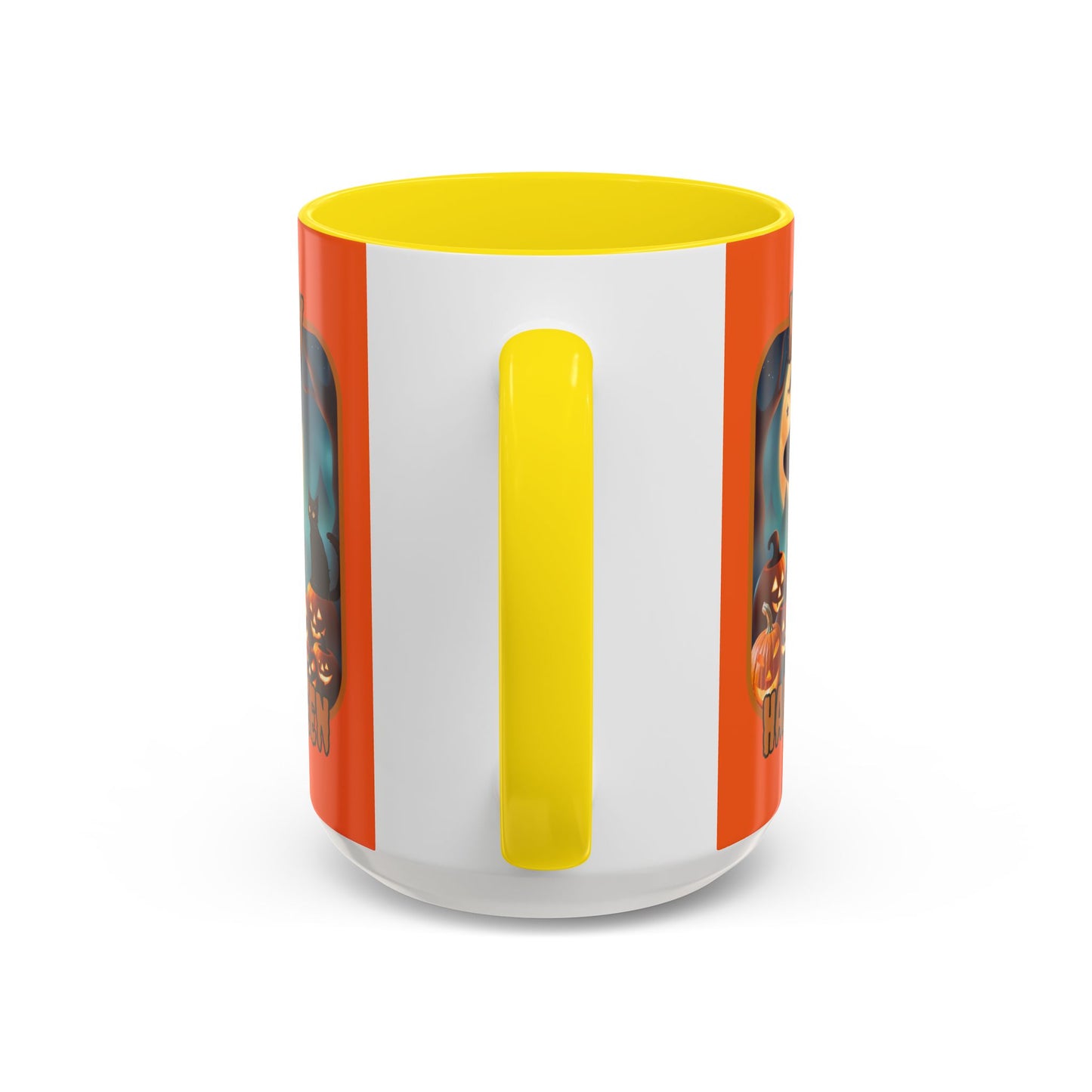 Happy Halloween Cute Witch Orange font Orange Accent Mug by CreepyCrafts.boo