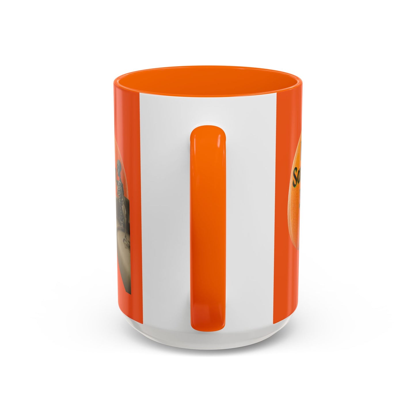 Is It Samhain Yet? Skeleton's Giant Pumpkin Orange Accent Mug by CreepyCrafts.boo