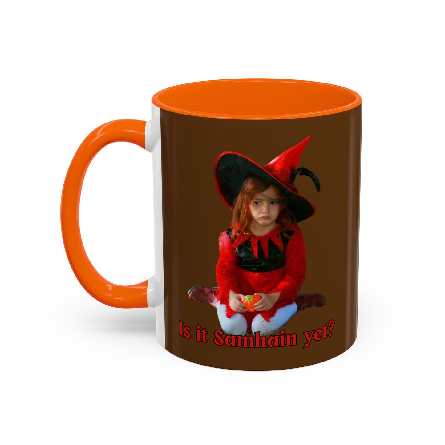 Is it Samhain yet? Brown Accent Mug by CreepyCrafts.boo
