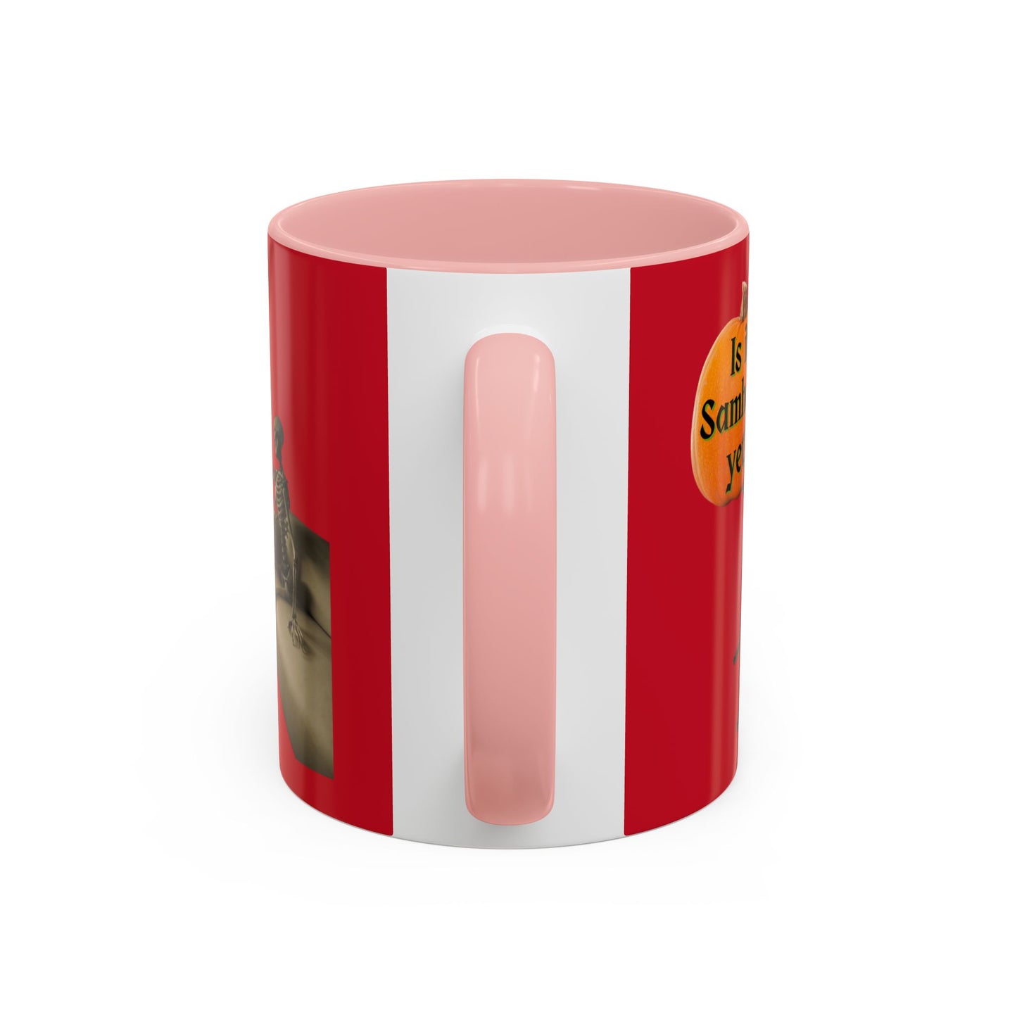 Is it Samhain yet? Skeleton's Pumpkin Red Accent Mug by CreepyCrafts.boo