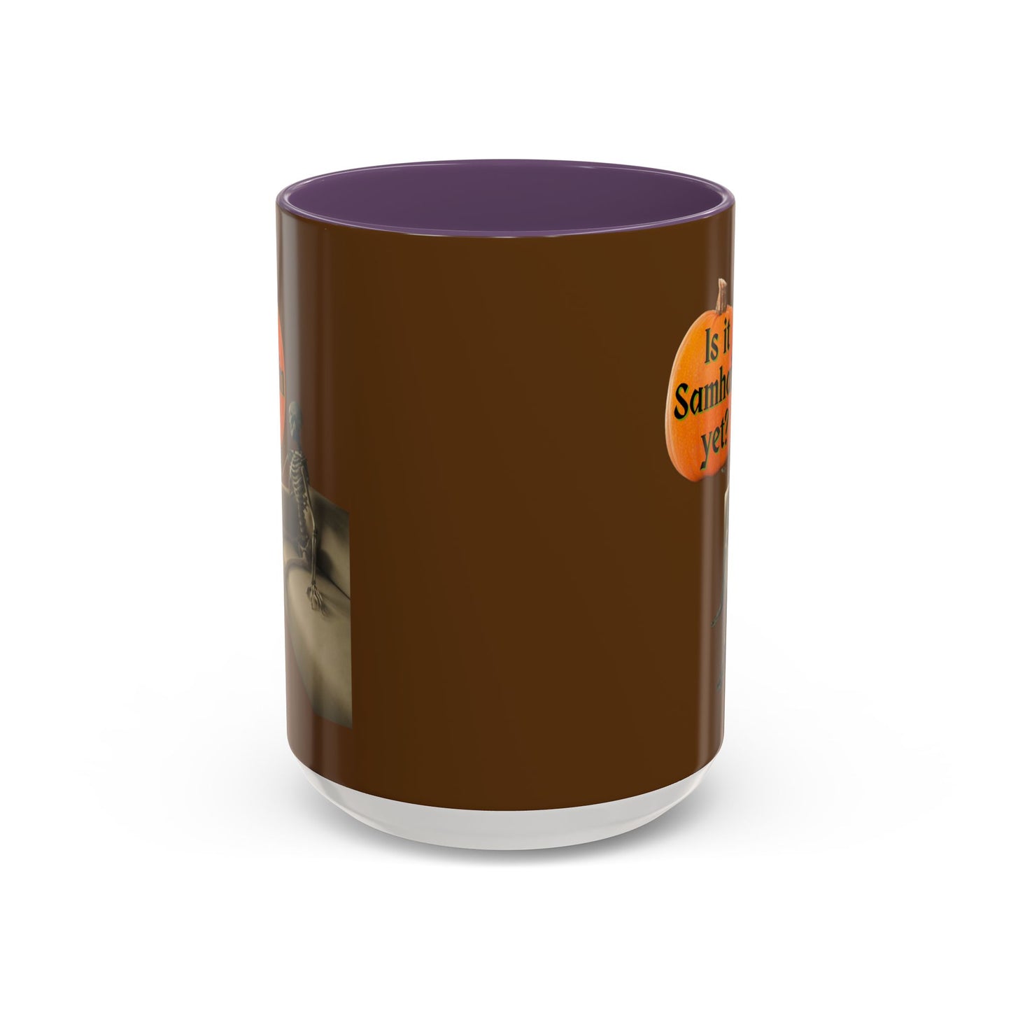 Is it Samhain yet? Skeleton's Pumpkin Brown Accent Mug by CreepyCrafts.boo
