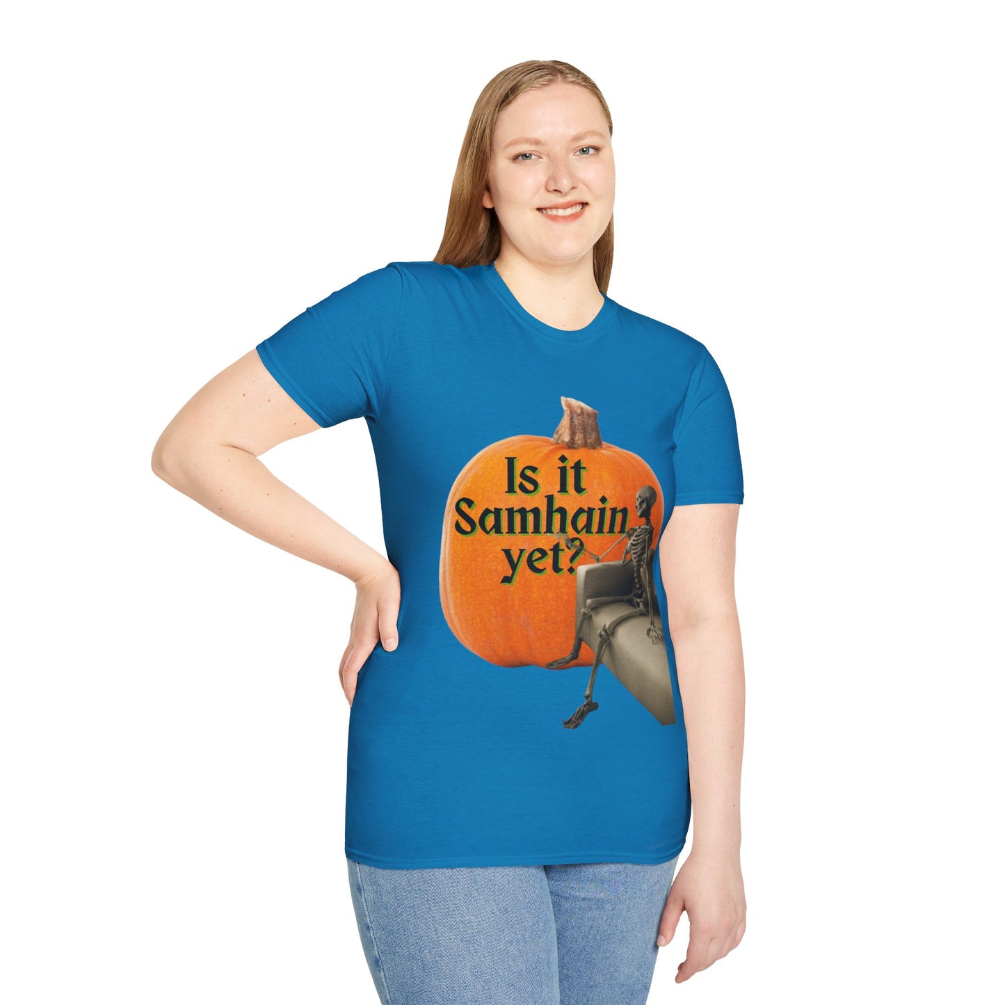 Is It Samhain Yet? Skeleton's Giant Pumpkin Dark colors Unisex T-Shirt by CreepyCrafts.boo
