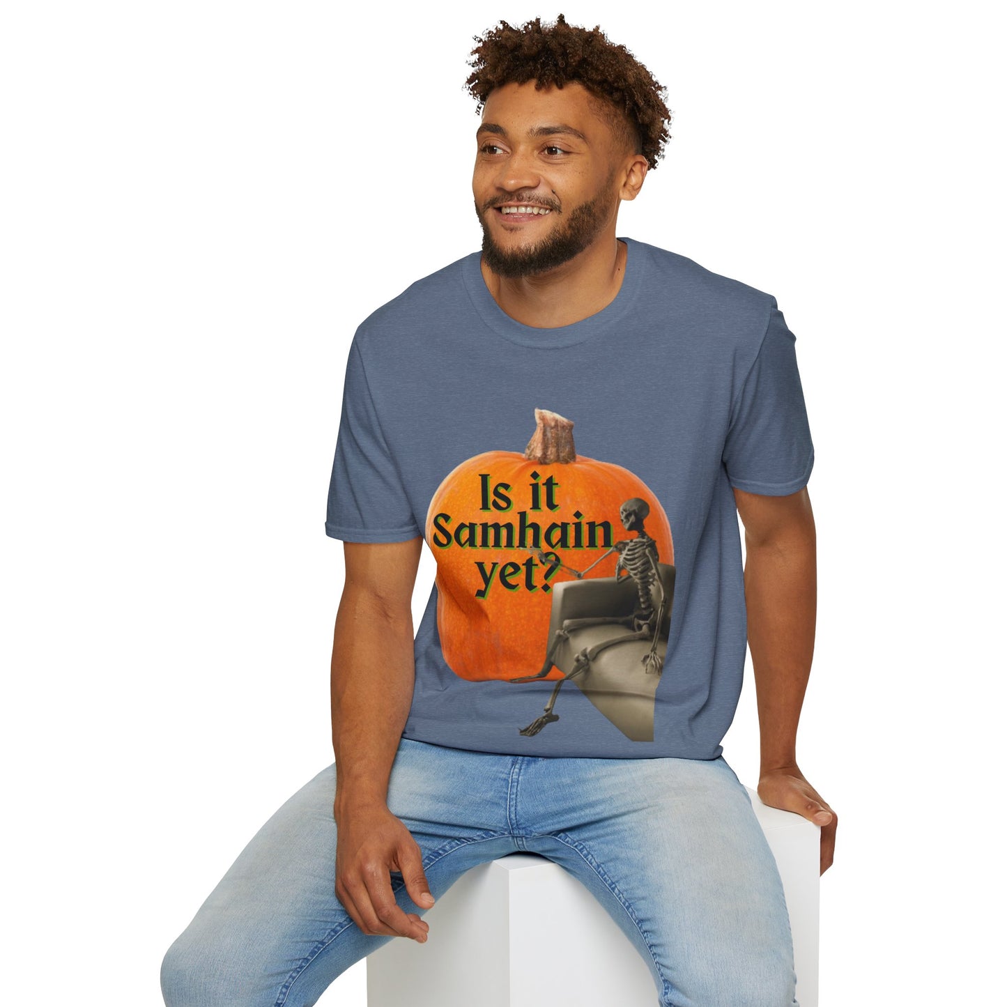Is It Samhain Yet? Skeleton's Giant Pumpkin Dark colors Unisex T-Shirt by CreepyCrafts.boo