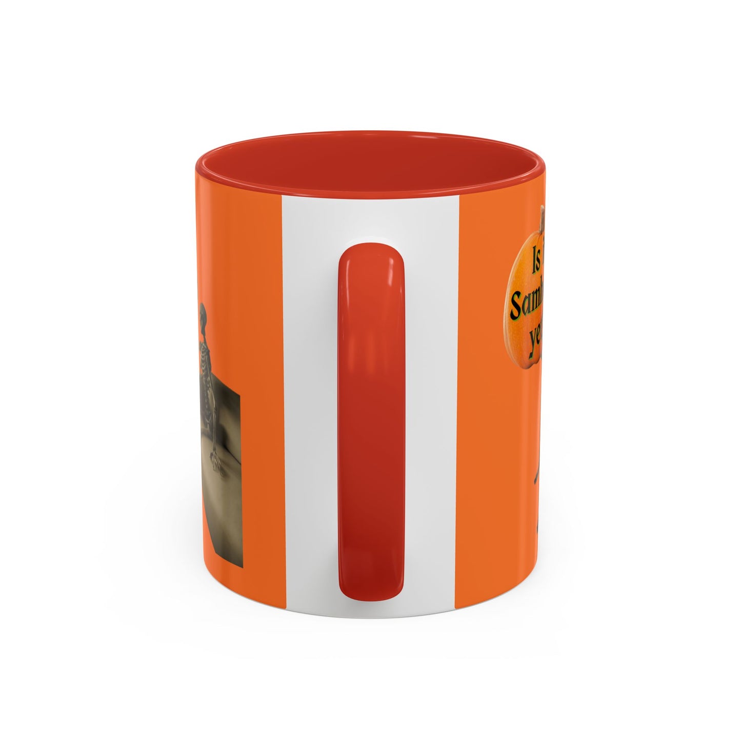 Is it Samhain yet? Skeleton's Pumpkin Orange Accent Mug by CreepyCrafts.boo