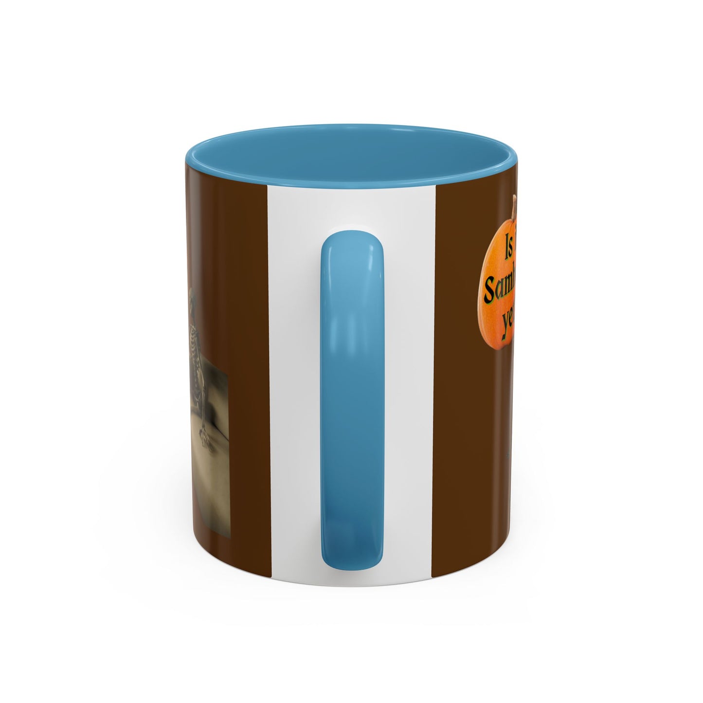 Is it Samhain yet? Skeleton's Pumpkin Brown Accent Mug by CreepyCrafts.boo
