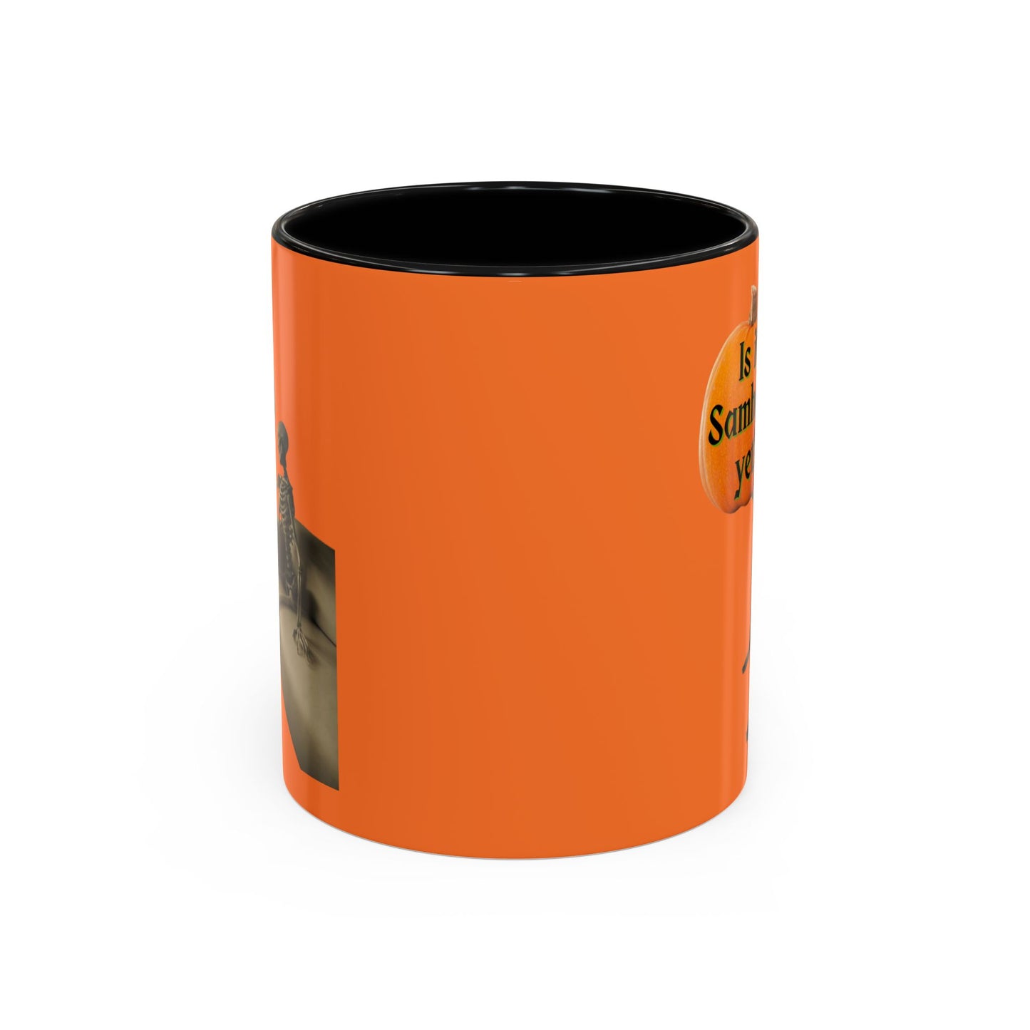 Is it Samhain yet? Skeleton's Pumpkin Orange Accent Mug by CreepyCrafts.boo