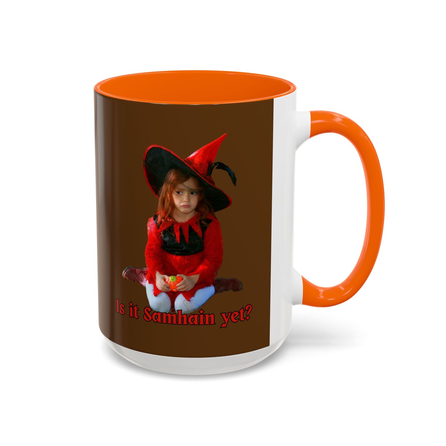 Is it Samhain yet? Brown Accent Mug by CreepyCrafts.boo