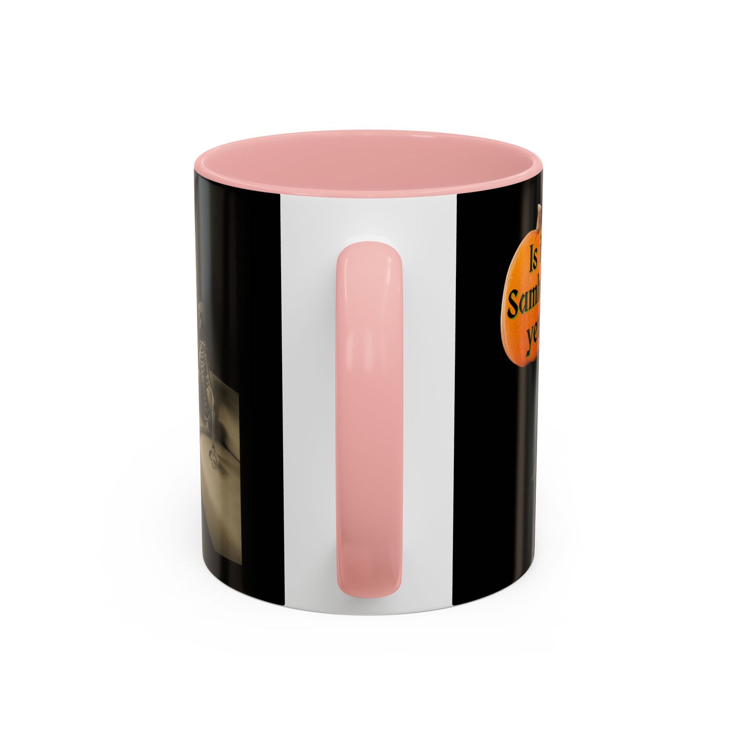 Is it Samhain yet? Skeleton's Pumpkin Black Accent Mug by CreepyCrafts.boo