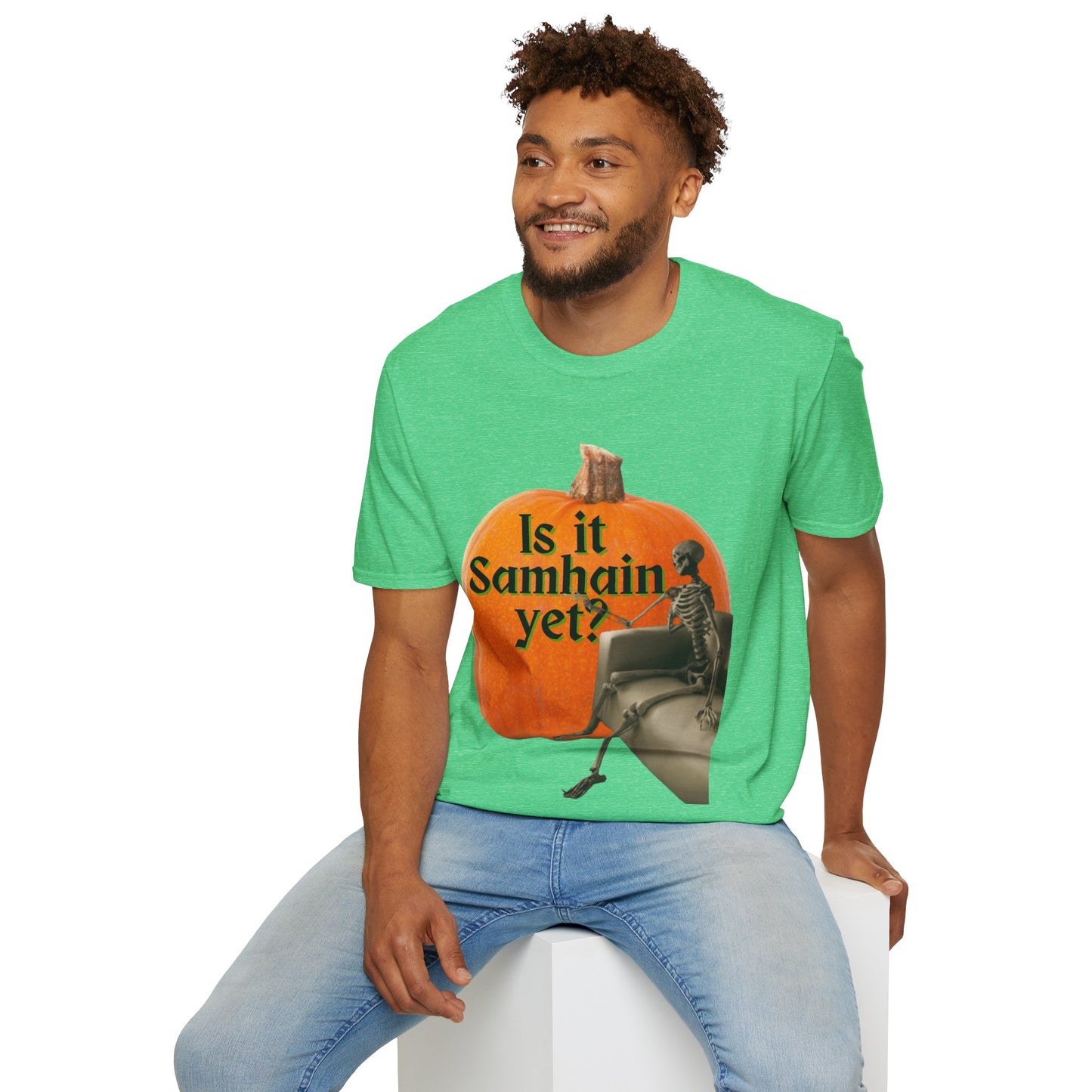 Is It Samhain Yet? Skeleton's Giant Pumpkin Dark colors Unisex T-Shirt by CreepyCrafts.boo