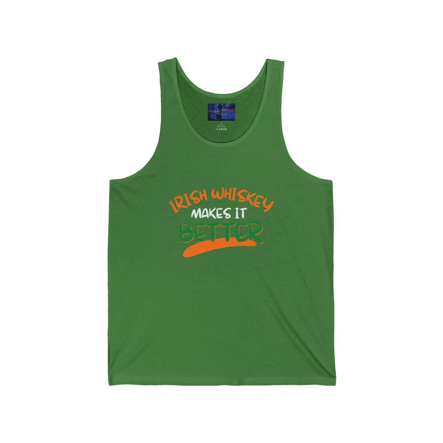 Irish Whiskey makes it better OWGfont Unisex Jersey Tank Top by cypherpunkgear.com