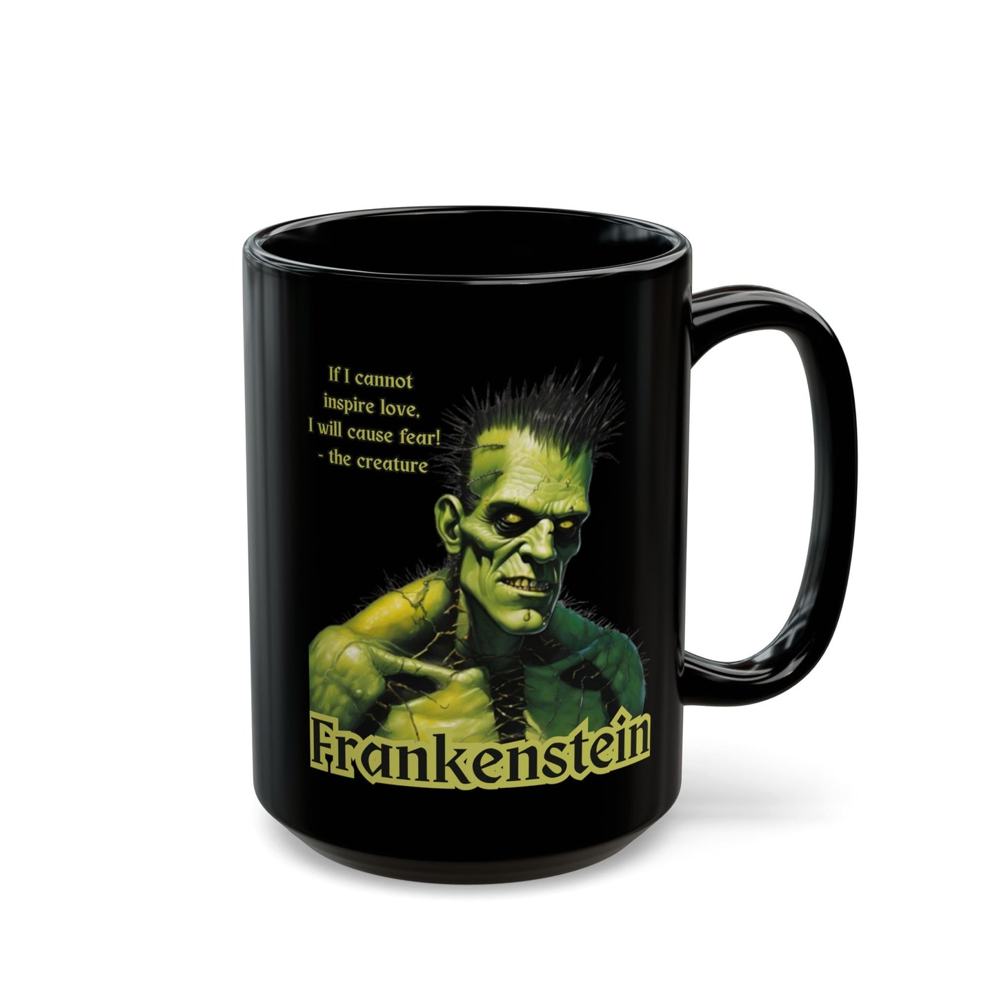 Frankenstein's Creature Black Mug by CreepyCrafts.boo