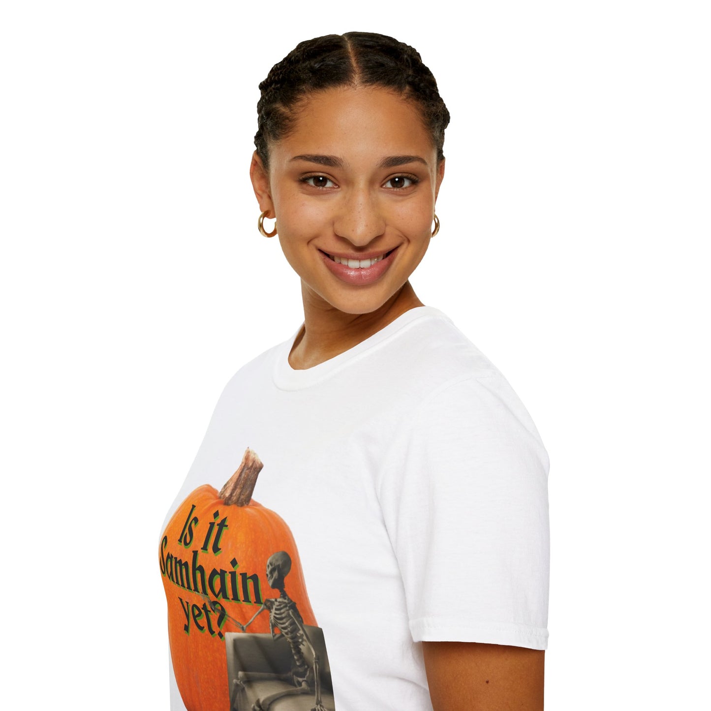 Is It Samhain Yet? Skeleton's Giant Pumpkin Light colors Unisex T-Shirt by CreepyCrafts.boo