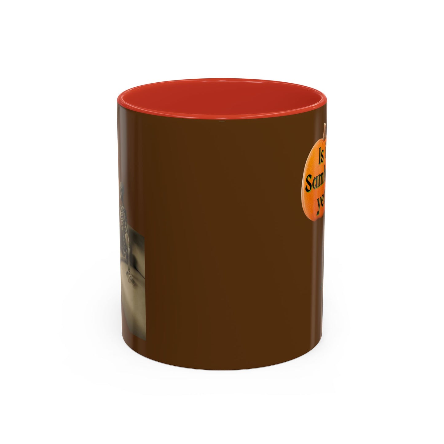 Is it Samhain yet? Skeleton's Pumpkin Brown Accent Mug by CreepyCrafts.boo