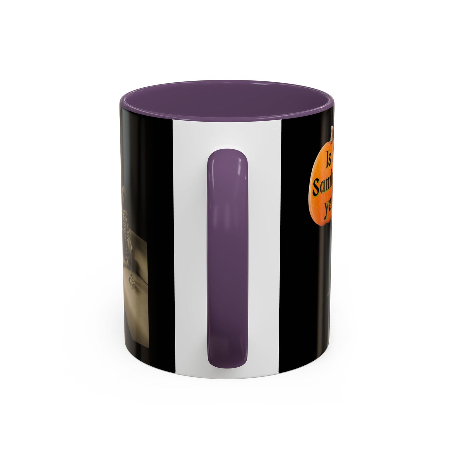 Is it Samhain yet? Skeleton's Pumpkin Black Accent Mug by CreepyCrafts.boo