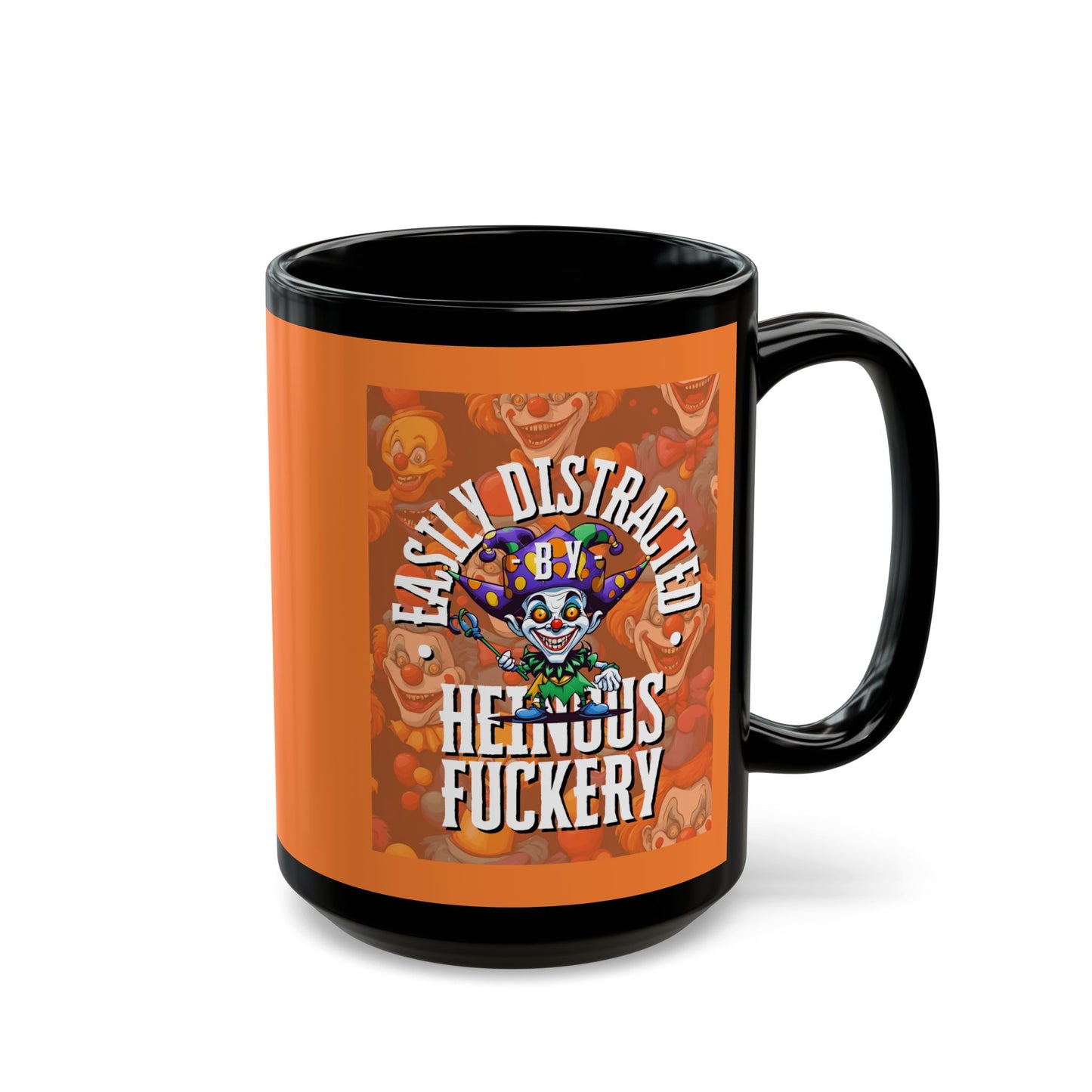 Easily Distracted by Heinous Fuckery Little Jinx Orange Mug by cypherpunkgear.com