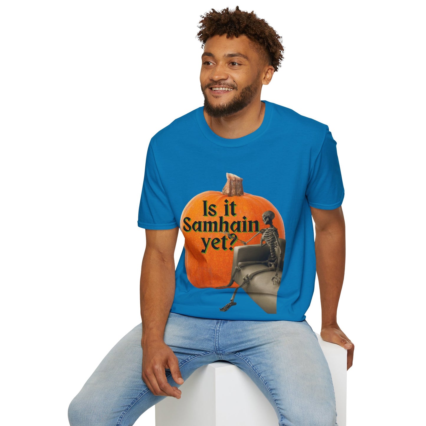 Is It Samhain Yet? Skeleton's Giant Pumpkin Dark colors Unisex T-Shirt by CreepyCrafts.boo