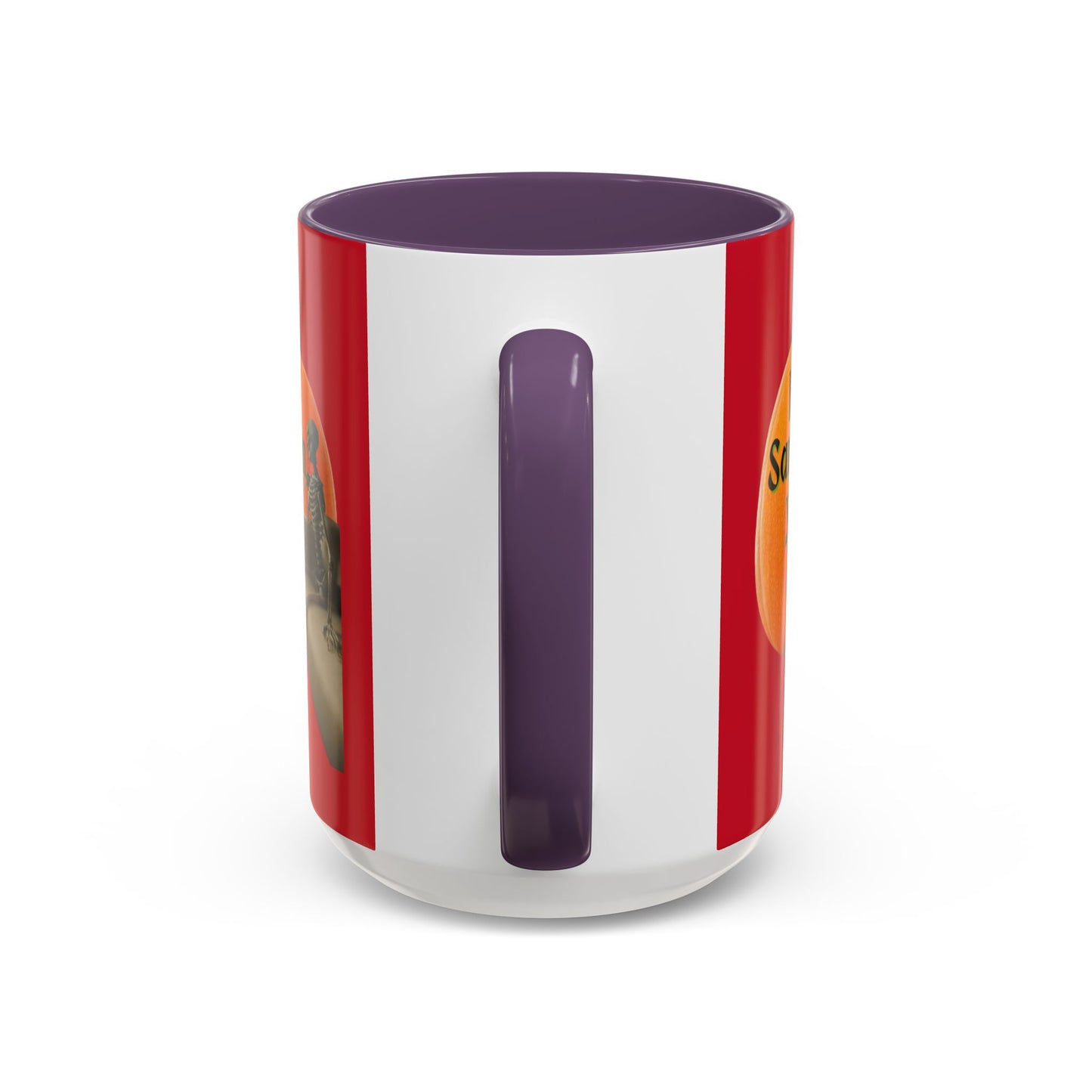 Is It Samhain Yet? Skeleton's Giant Pumpkin Red Accent Mug by CreepyCrafts.boo