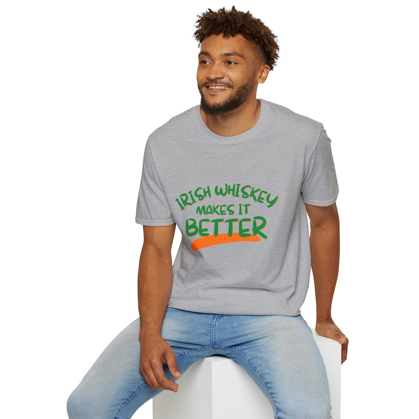 Irish Whiskey makes it better GNfont LTcolors Unisex T-Shirt by cypherpunkgear.com