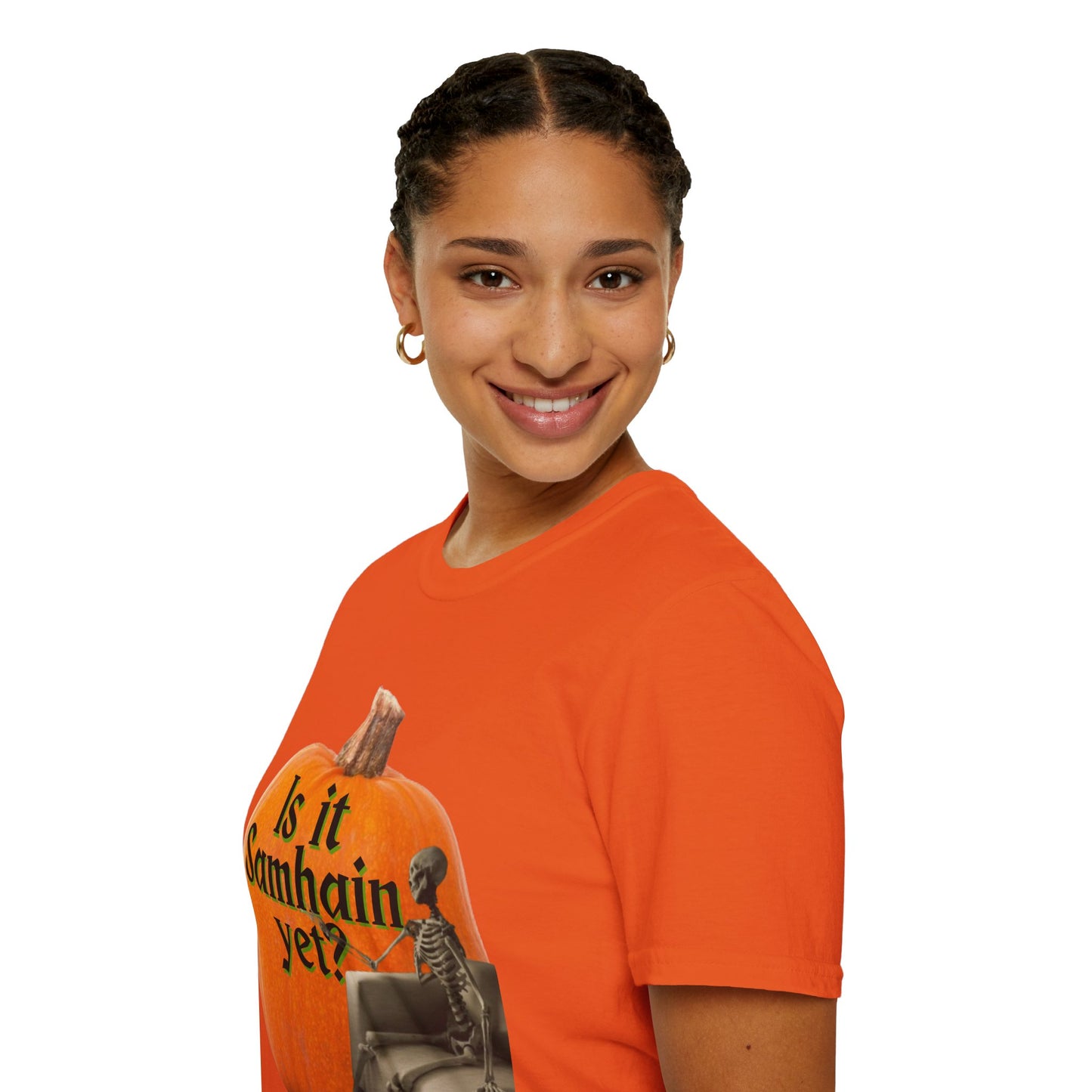 Is It Samhain Yet? Skeleton's Giant Pumpkin Light colors Unisex T-Shirt by CreepyCrafts.boo