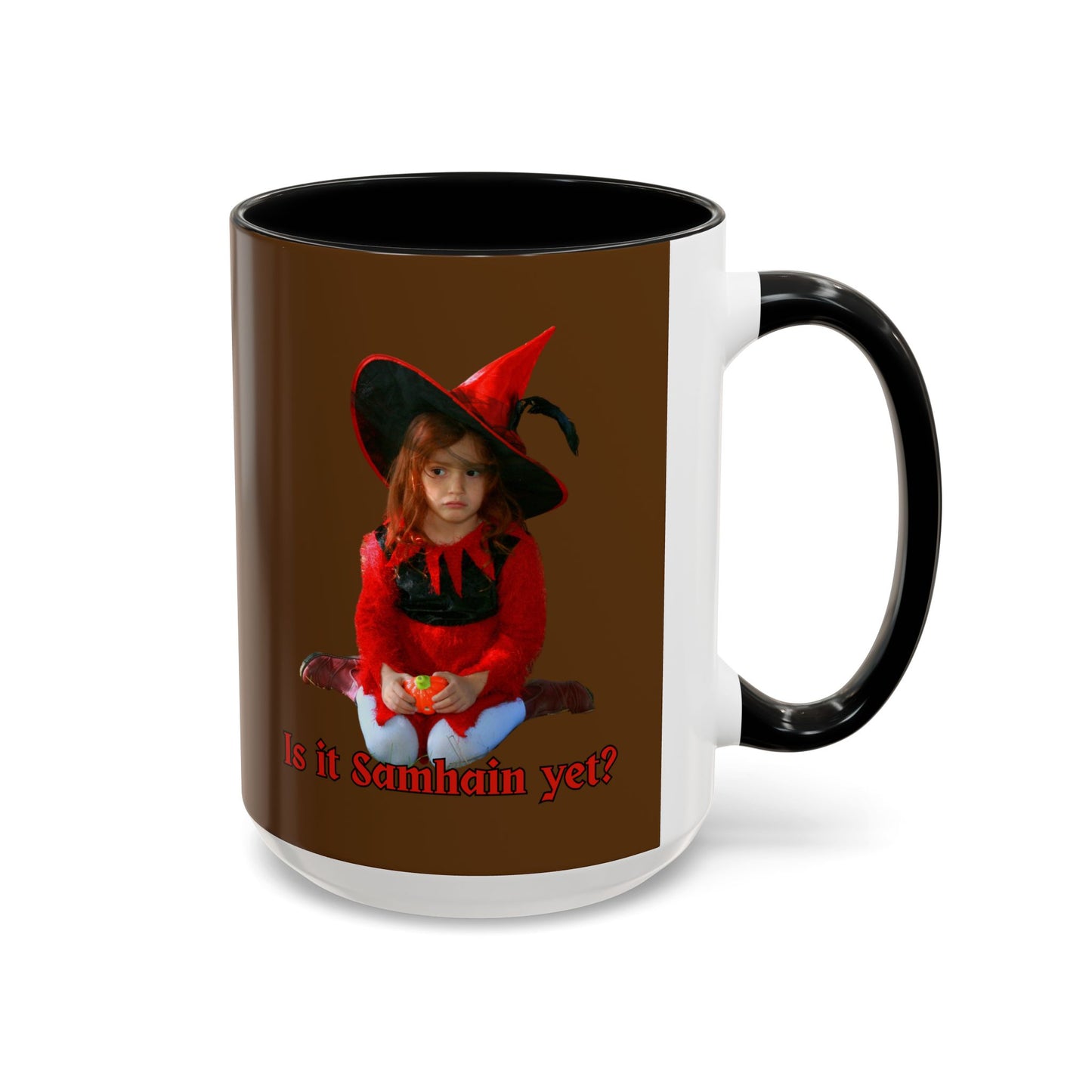 Is it Samhain yet? Brown Accent Mug by CreepyCrafts.boo