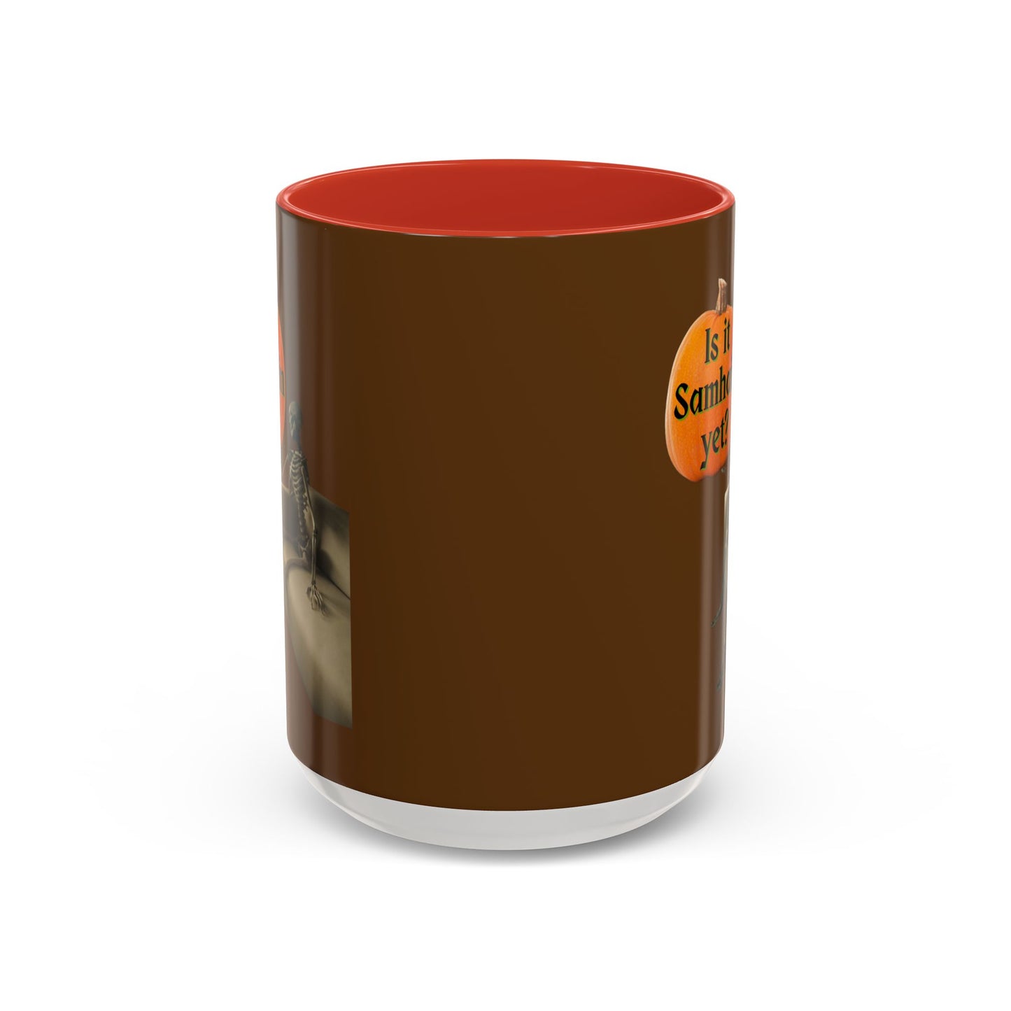 Is it Samhain yet? Skeleton's Pumpkin Brown Accent Mug by CreepyCrafts.boo
