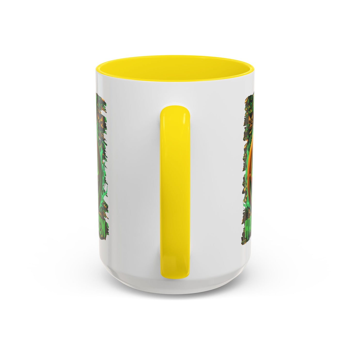 Happy Halloween Green Jack White Accent Mug by CreepyCrafts.boo