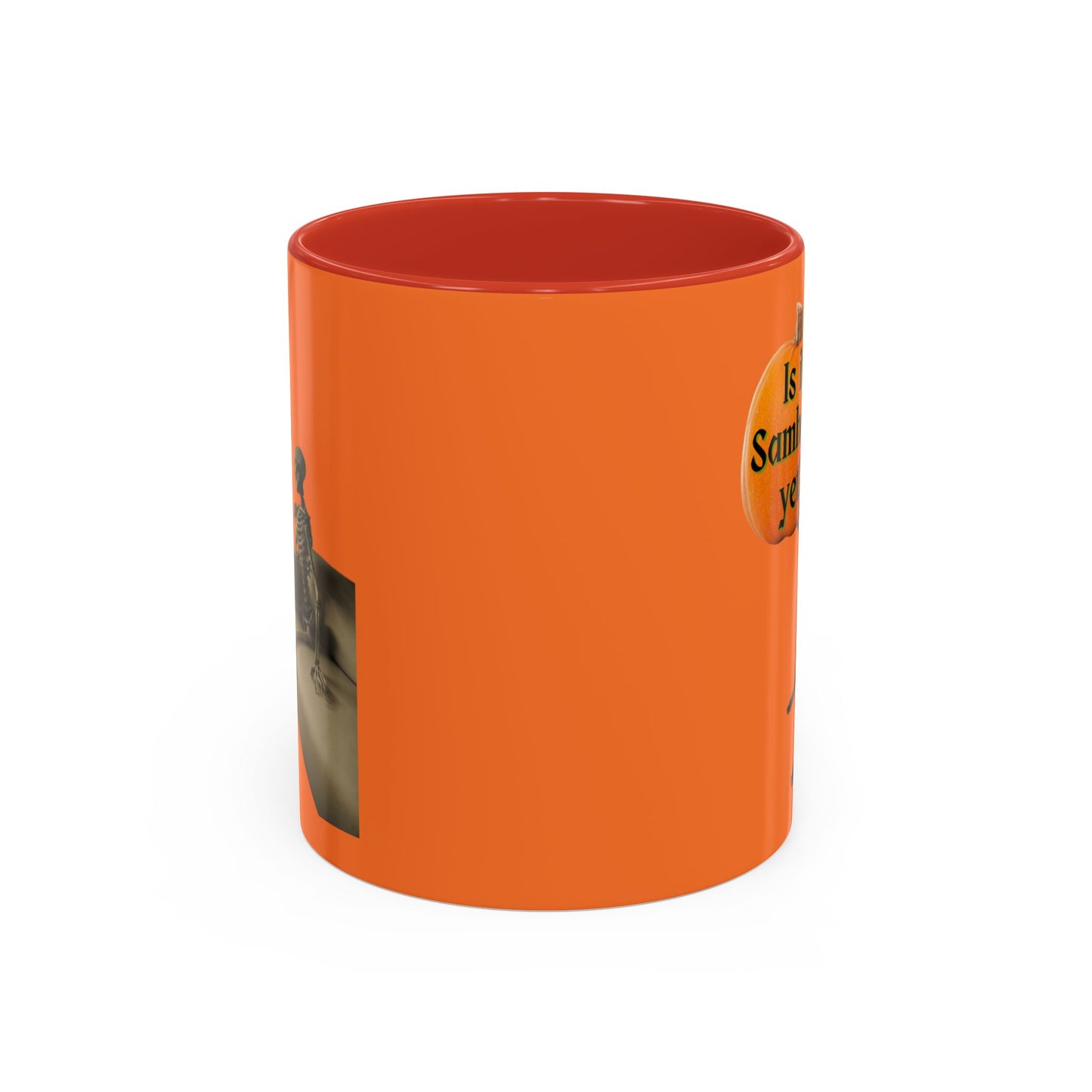 Is it Samhain yet? Skeleton's Pumpkin Orange Accent Mug by CreepyCrafts.boo