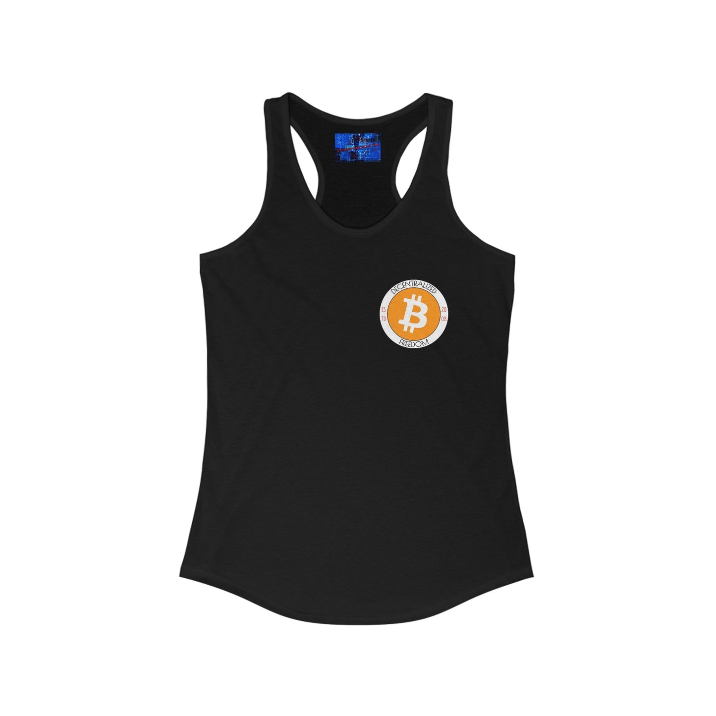 2 - sided Bitcoin (BTC) Freedom Women's Racerback Tank Top by cypherpunkgear – cypherpunkgear.com | Cypherpunk Merch