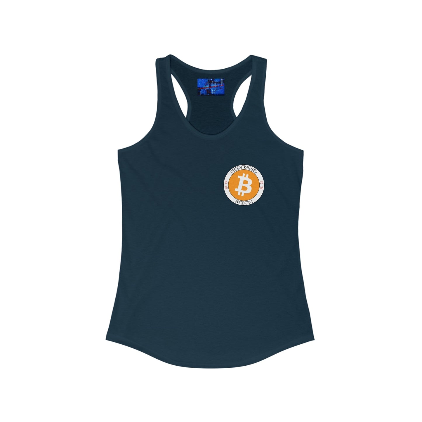 2 - sided Bitcoin (BTC) Freedom Women's Racerback Tank Top by cypherpunkgear – cypherpunkgear.com | Cypherpunk Merch