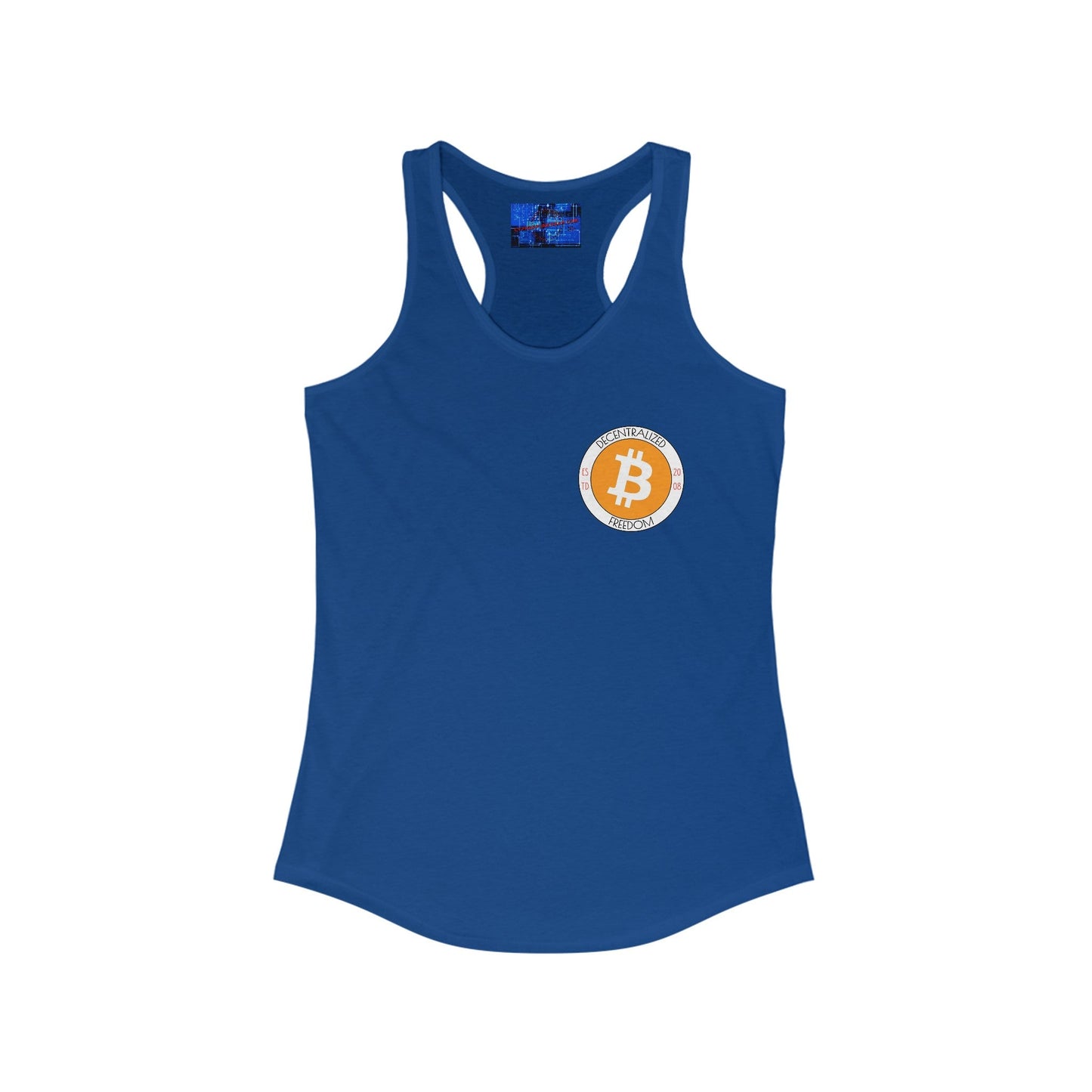 2 - sided Bitcoin (BTC) Freedom Women's Racerback Tank Top by cypherpunkgear – cypherpunkgear.com | Cypherpunk Merch