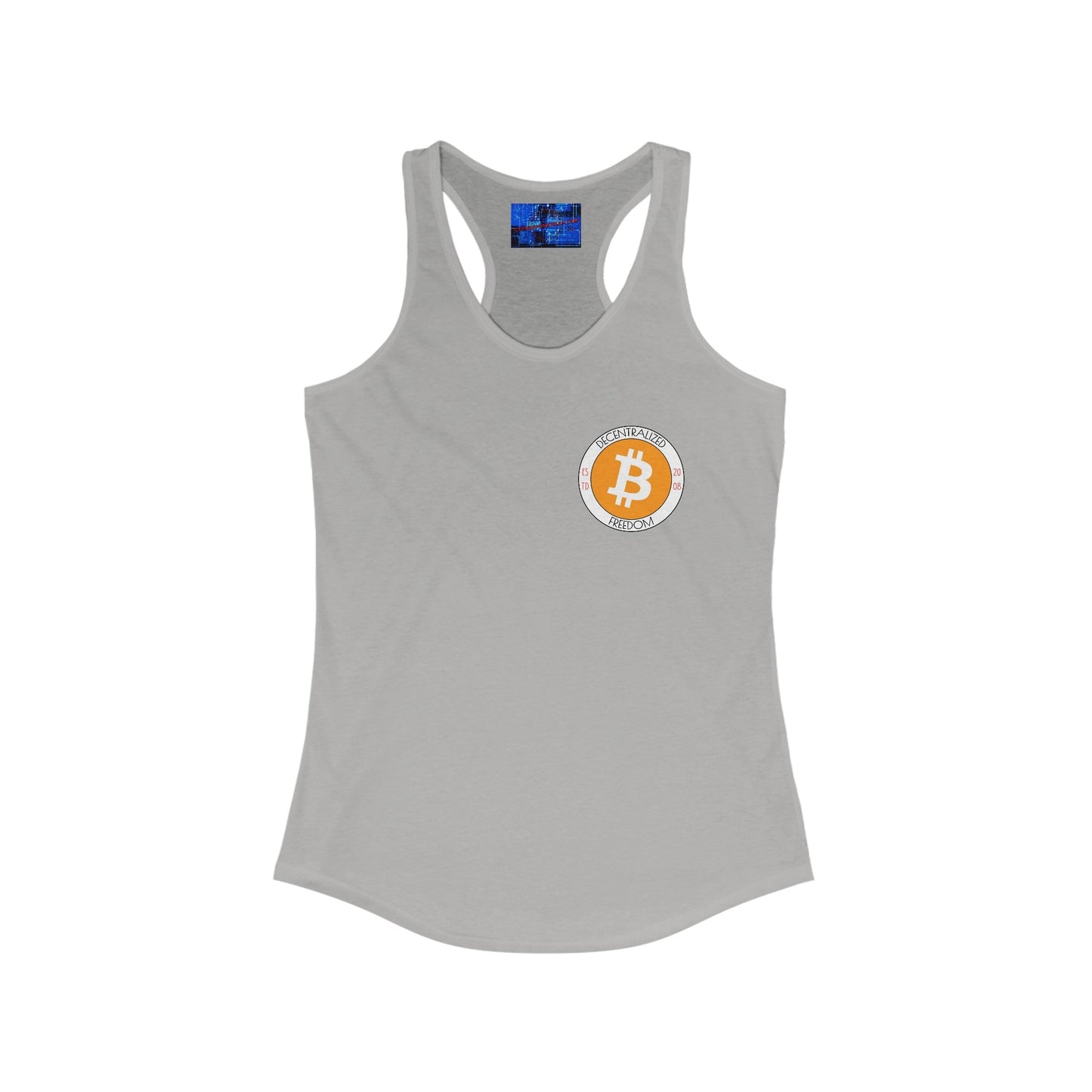 2 - sided Bitcoin (BTC) Freedom Women's Racerback Tank Top by cypherpunkgear – cypherpunkgear.com | Cypherpunk Merch