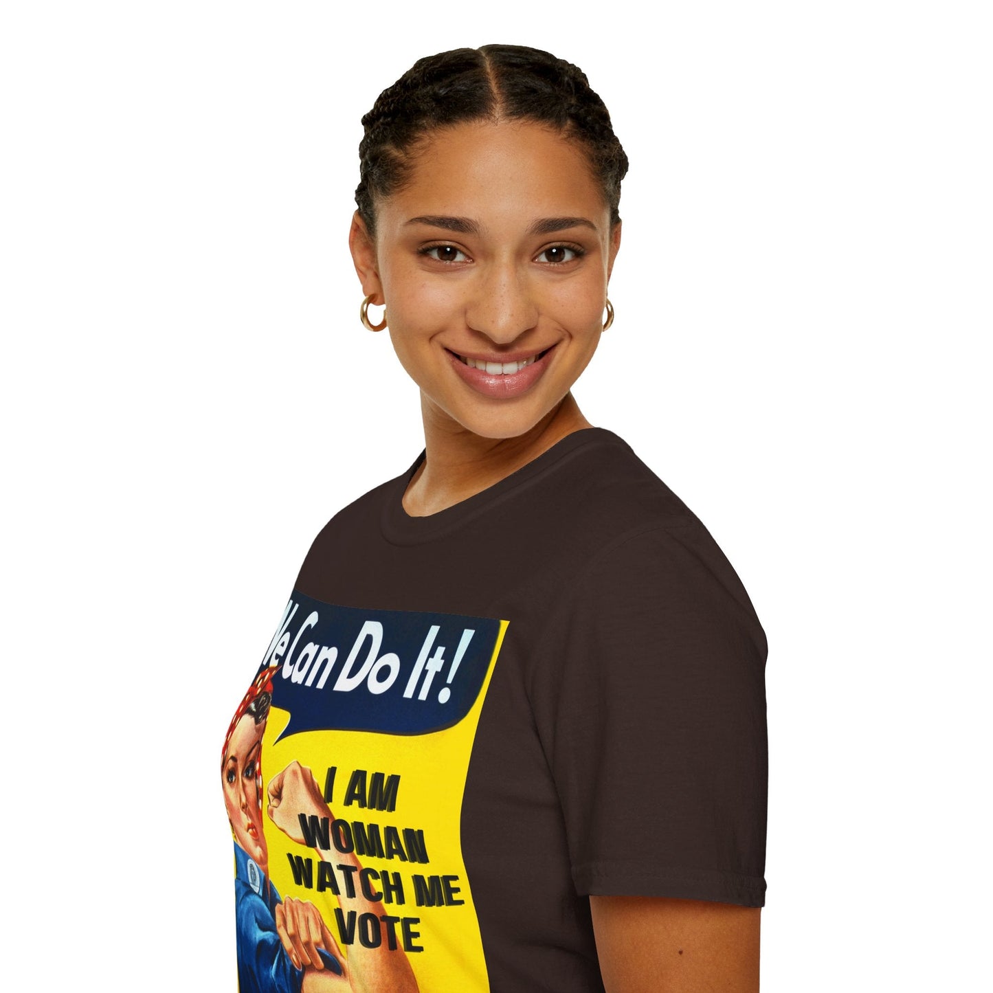 2 - sided I Am Woman Watch Me Vote DKcolors Rosie Unisex T-Shirt by cypherpunkgear – cypherpunkgear.com | Cypherpunk Merch