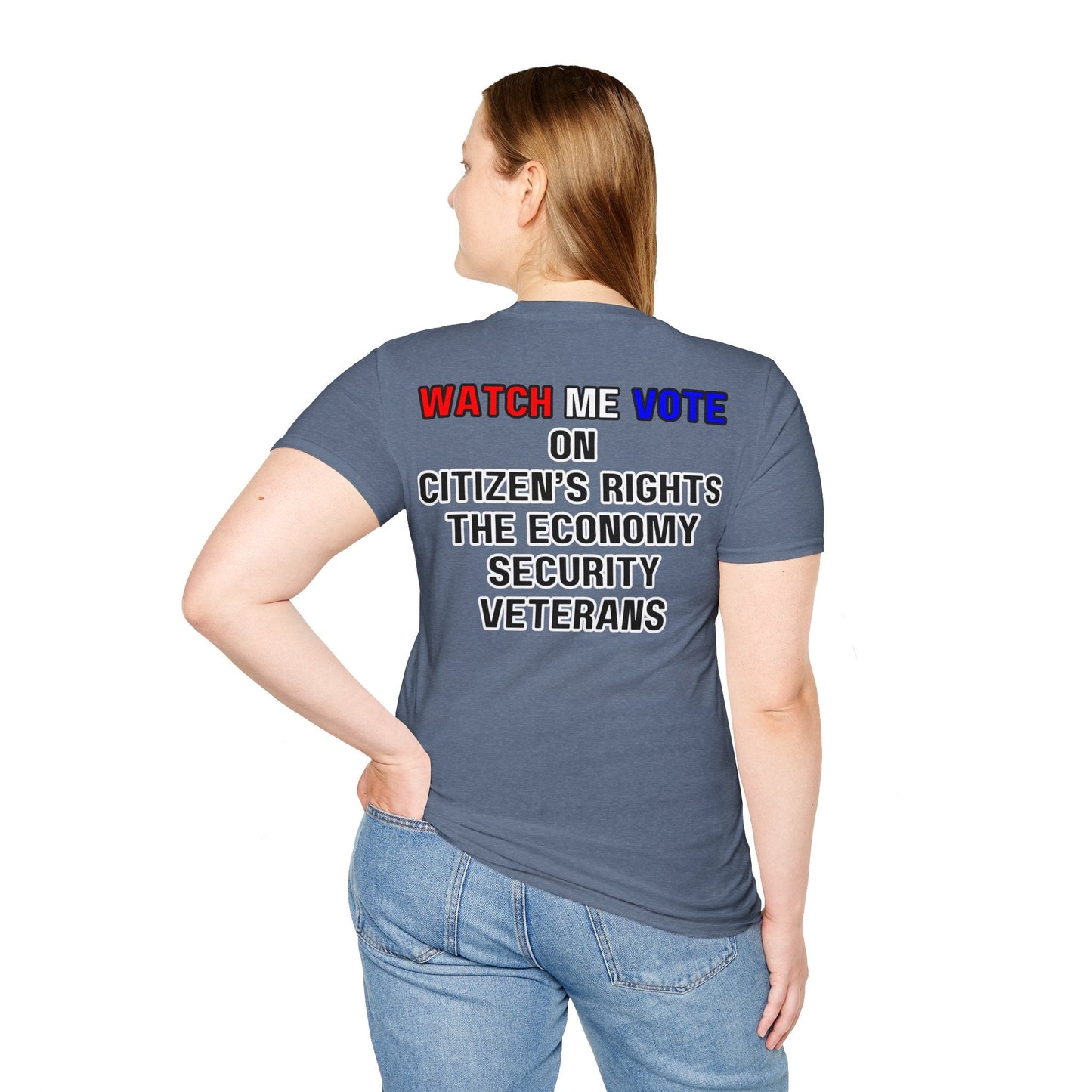 2 - sided I Am Woman Watch Me Vote DKcolors Rosie Unisex T-Shirt by cypherpunkgear – cypherpunkgear.com | Cypherpunk Merch