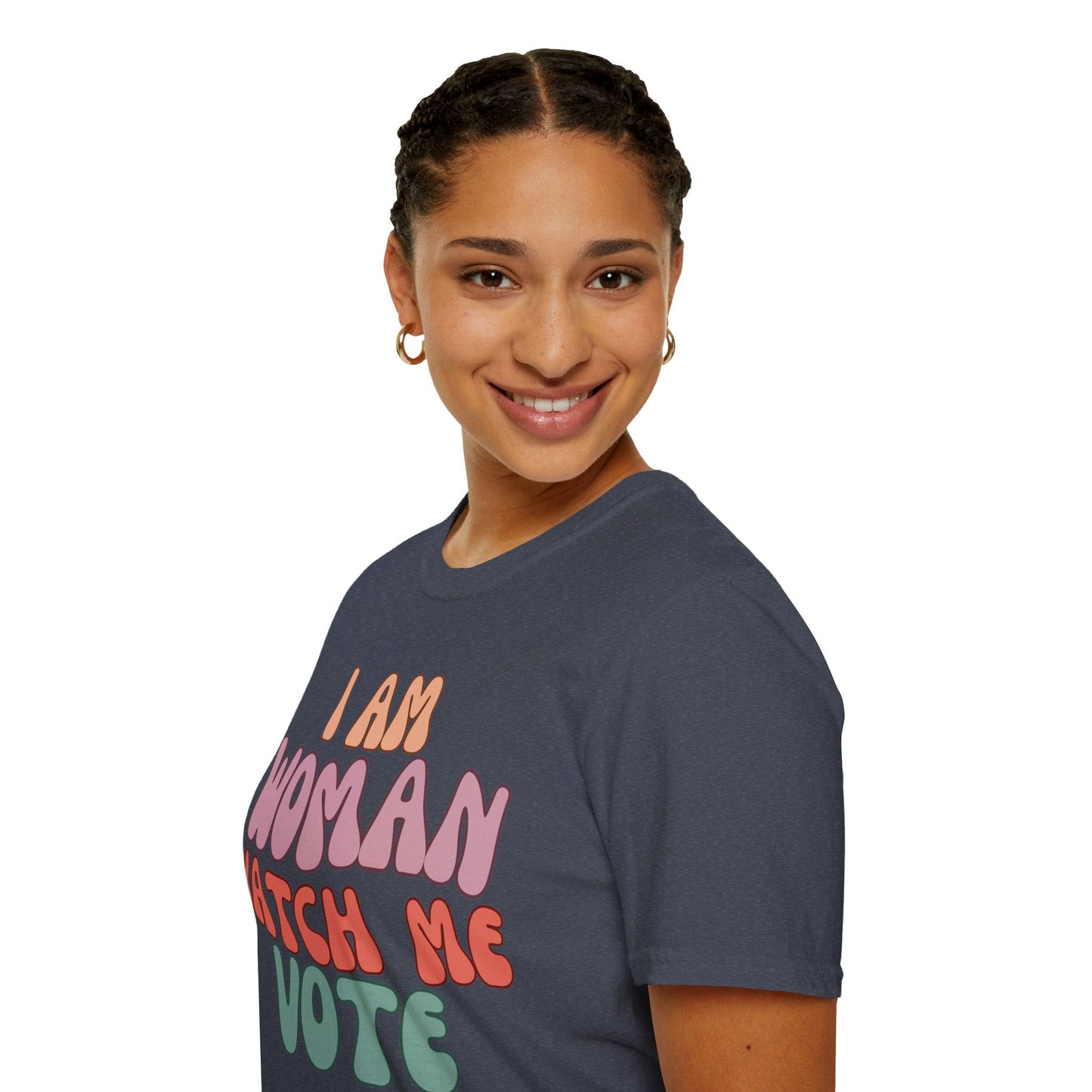 2 - sided I Am Woman Watch Me Vote DKcolors Unisex T-Shirt by cypherpunkgear – cypherpunkgear.com | Cypherpunk Merch