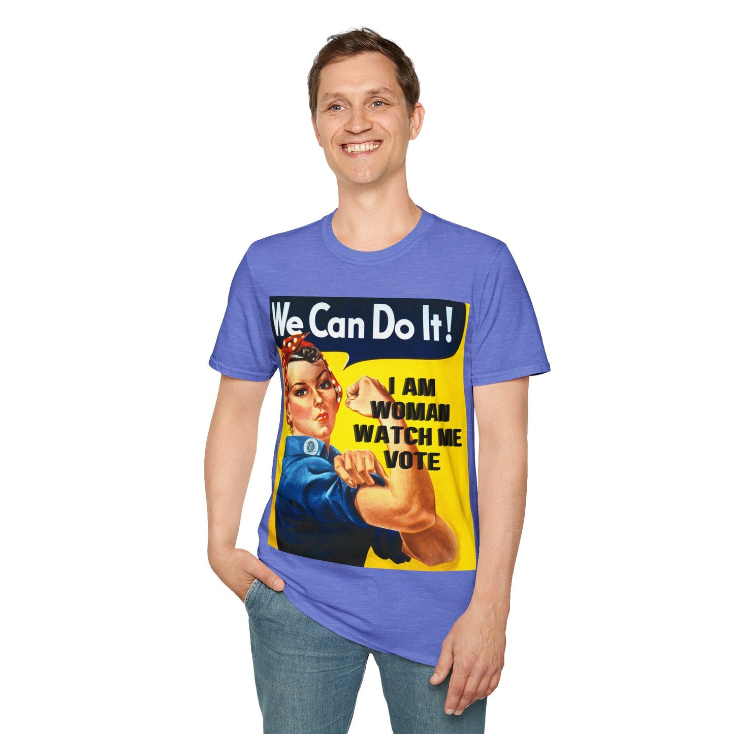 2 - sided I Am Woman Watch Me Vote LTcolors Rosie Unisex T-Shirt by cypherpunkgear – cypherpunkgear.com | Cypherpunk Merch