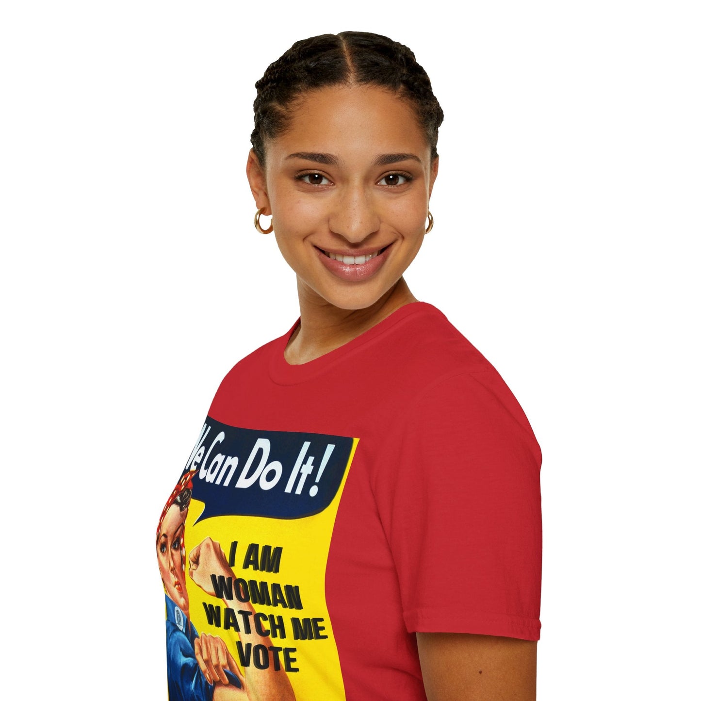 2 - sided I Am Woman Watch Me Vote LTcolors Rosie Unisex T-Shirt by cypherpunkgear – cypherpunkgear.com | Cypherpunk Merch