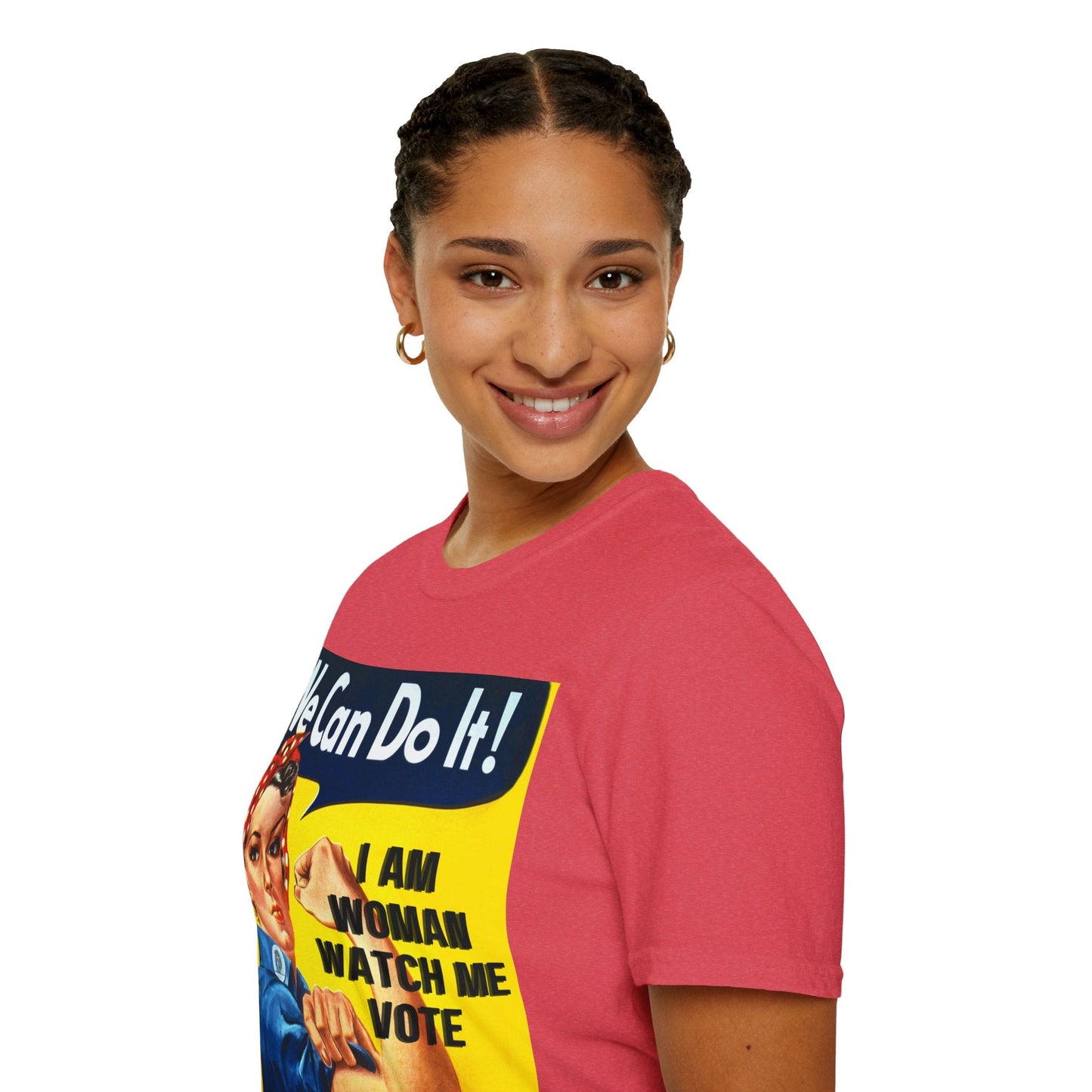 2 - sided I Am Woman Watch Me Vote LTcolors Rosie Unisex T-Shirt by cypherpunkgear – cypherpunkgear.com | Cypherpunk Merch