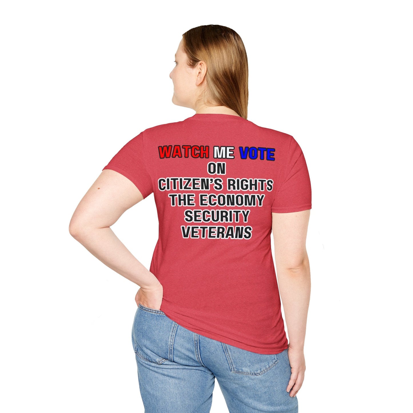 2 - sided I Am Woman Watch Me Vote LTcolors Rosie Unisex T-Shirt by cypherpunkgear – cypherpunkgear.com | Cypherpunk Merch