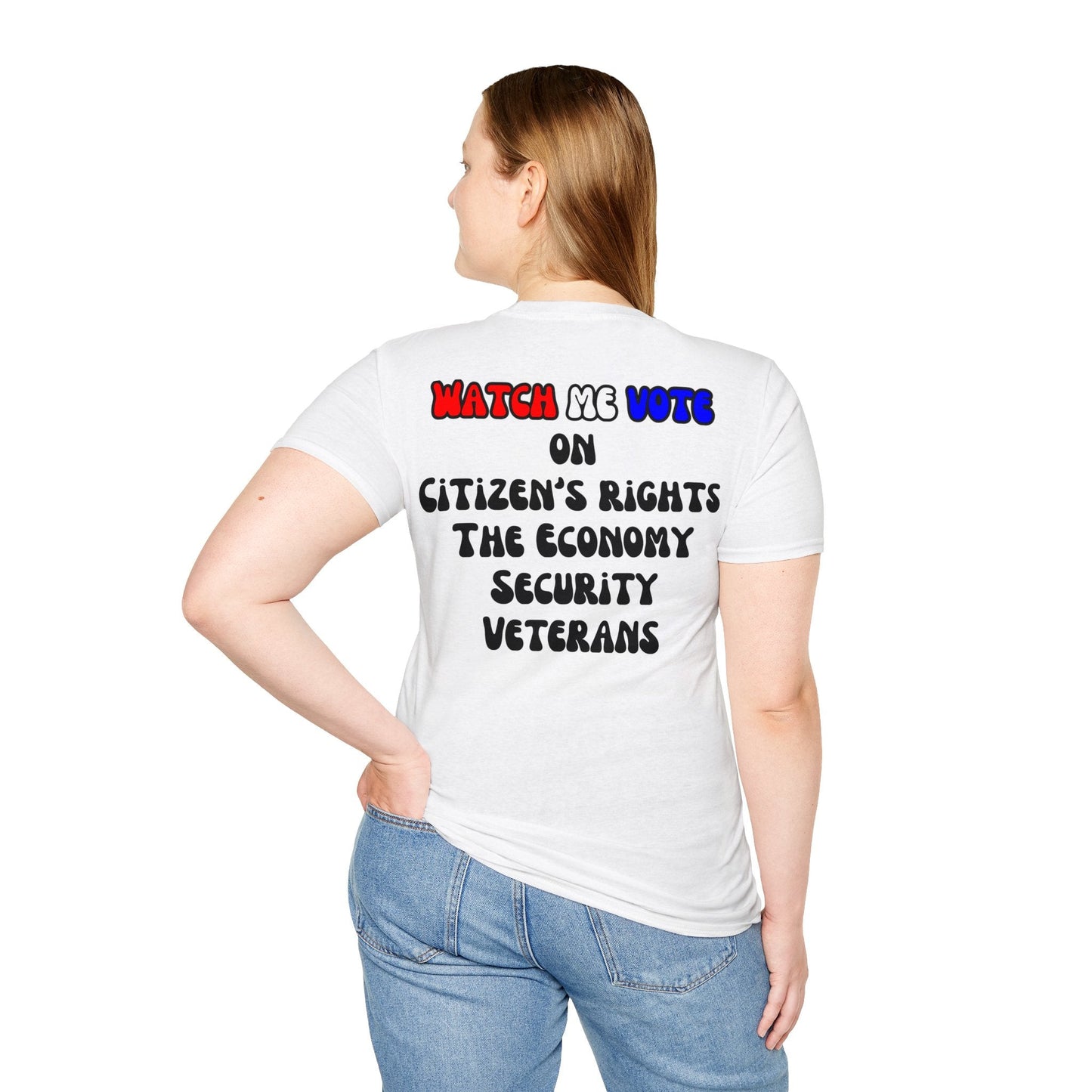 2 - sided I Am Woman Watch Me Vote LTcolors Unisex T-Shirt by cypherpunkgear – cypherpunkgear.com | Cypherpunk Merch