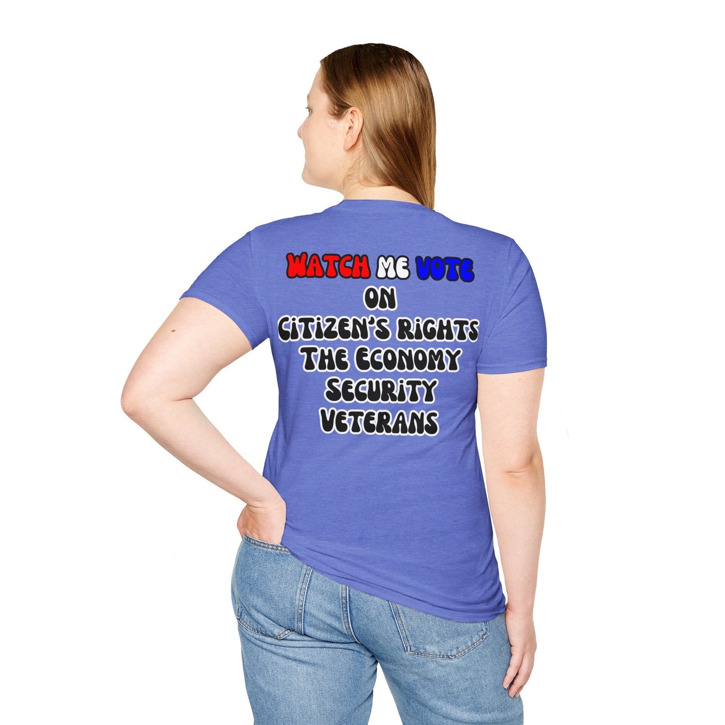 2 - sided I Am Woman Watch Me Vote LTcolors Unisex T-Shirt by cypherpunkgear – cypherpunkgear.com | Cypherpunk Merch